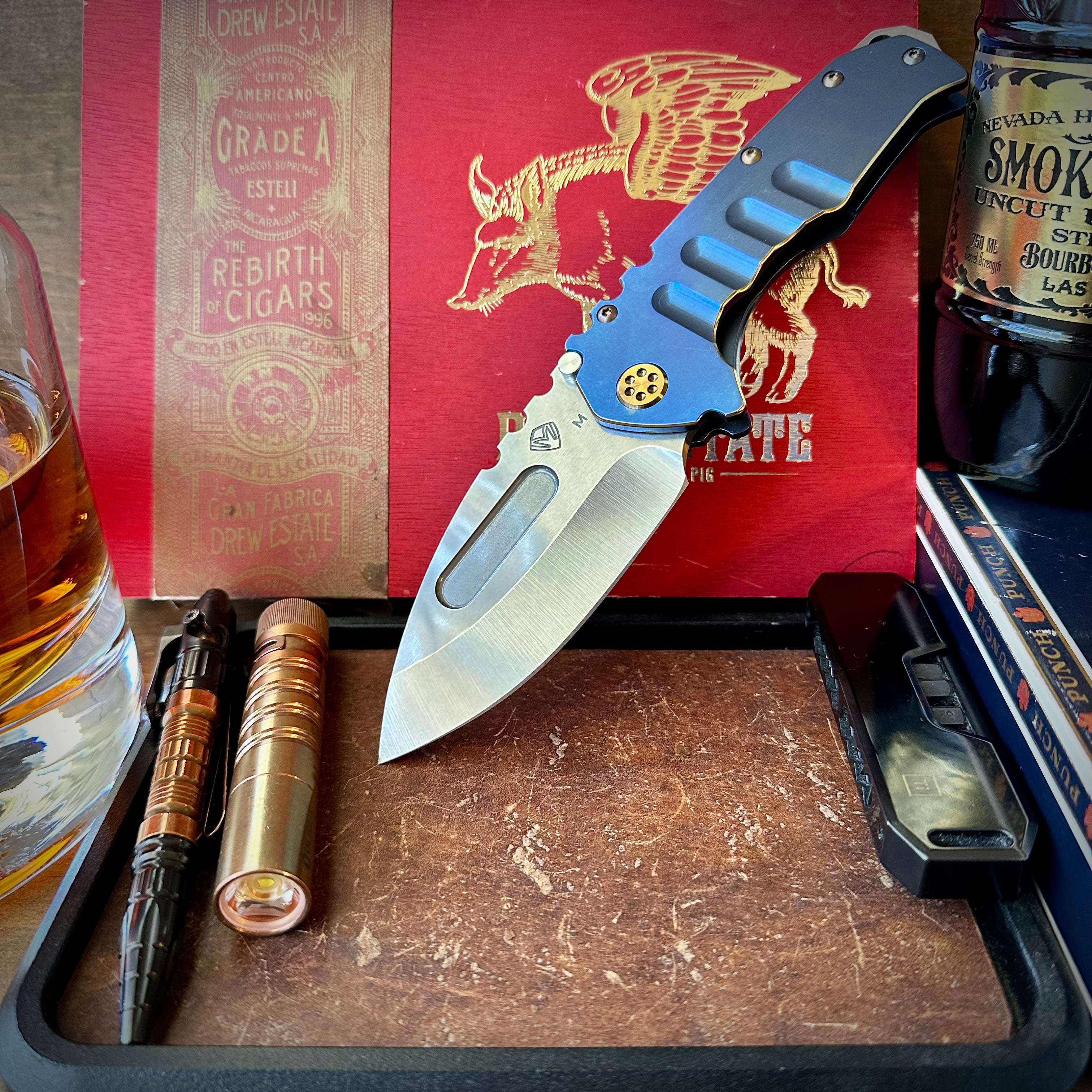 Medford Knives Praetorian T Magnacut Drop Point Blue and Bronze