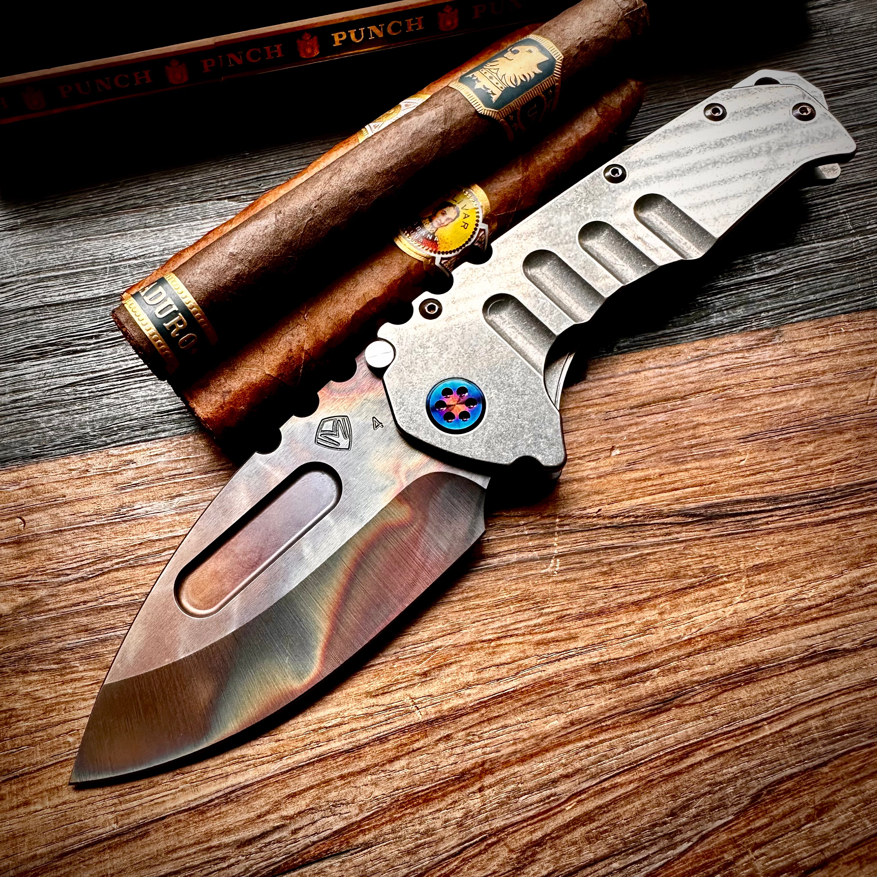 Medford Knife and Tool Praetorian T Folding Knife - S35vn Vulcan Drop Point, Old School Tumbled