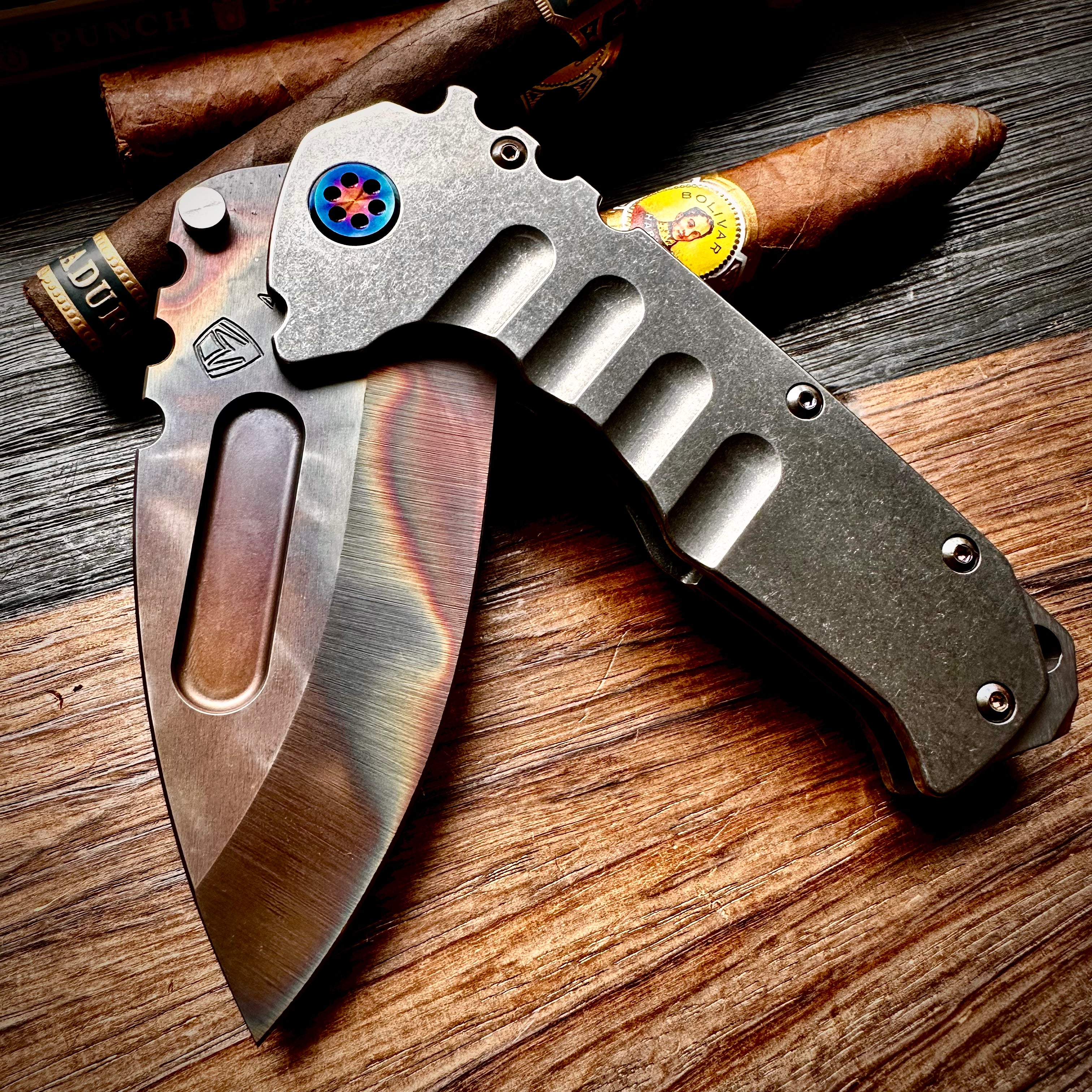 Medford Knife and Tool Praetorian T Folding Knife - S35vn Vulcan Drop Point, Old School Tumbled