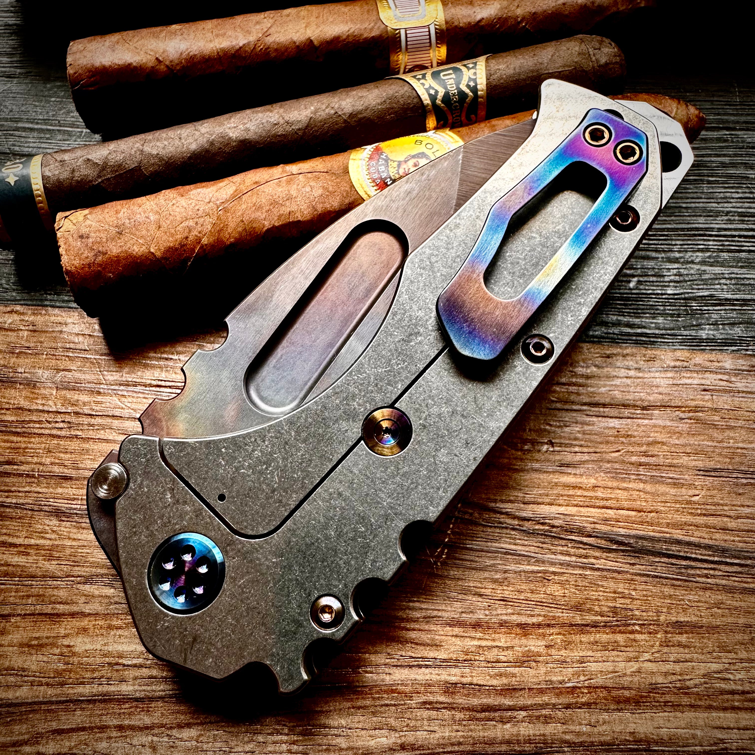 Medford Knife and Tool Praetorian T Folding Knife - S35vn Vulcan Drop Point, Old School Tumbled