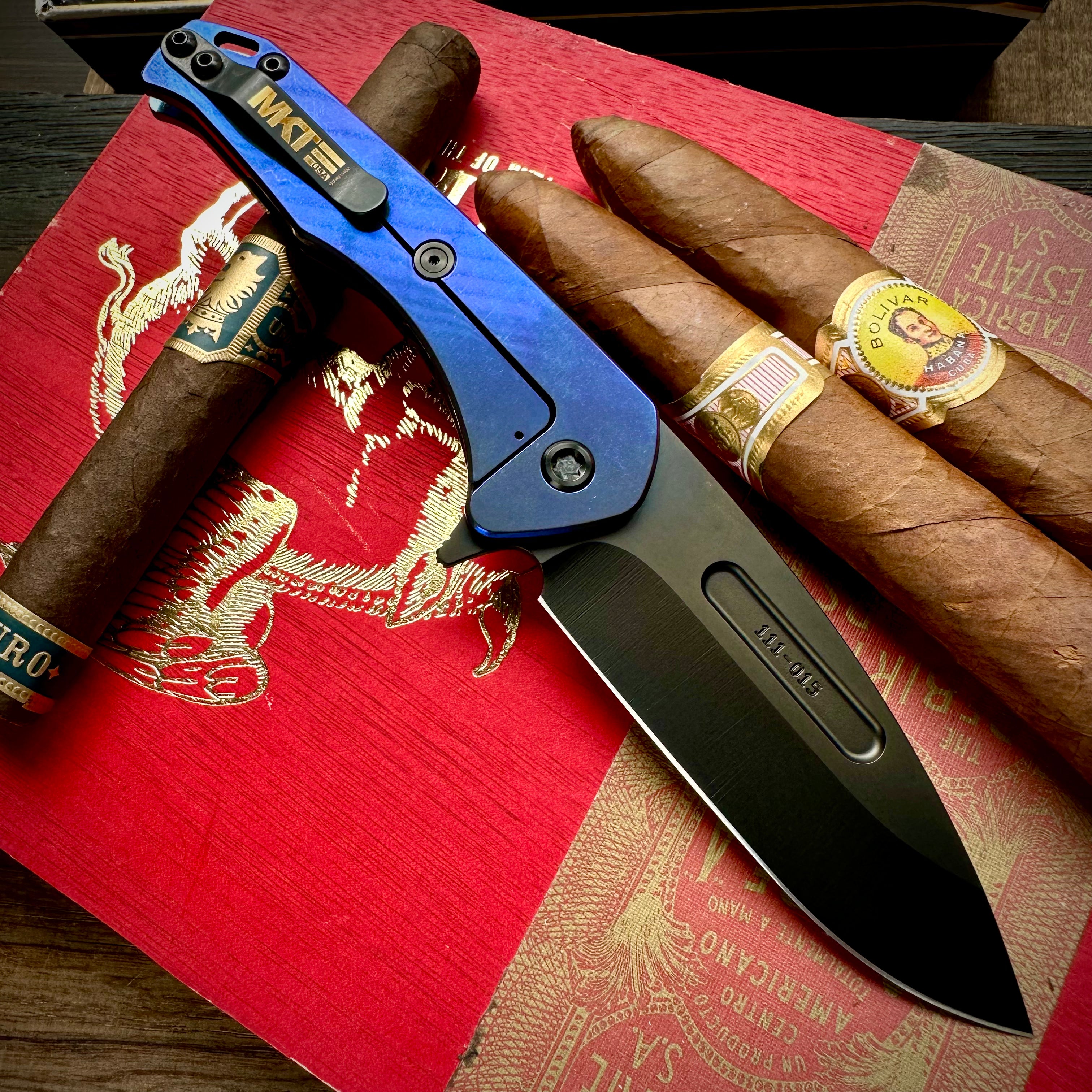 Medford Knife and Tool Praetorian Slim Flipper Knife - DLC S45vn Drop Point, Acid Etched Titanium Scales, DLC Hardware