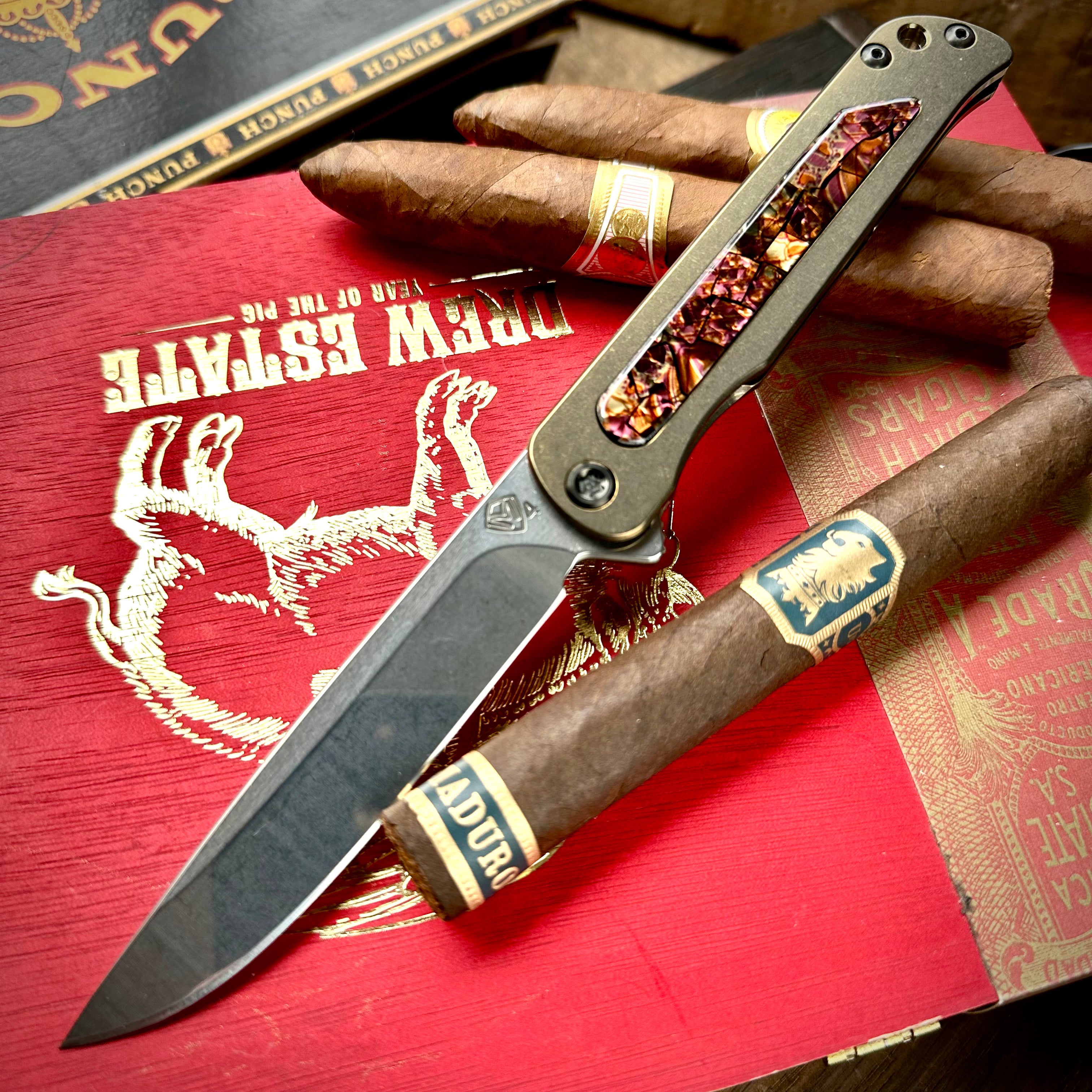 Medford Knife and Tool T-Bone Folding Knife - Tumbled S45vn Drop Point, Bronze Safari