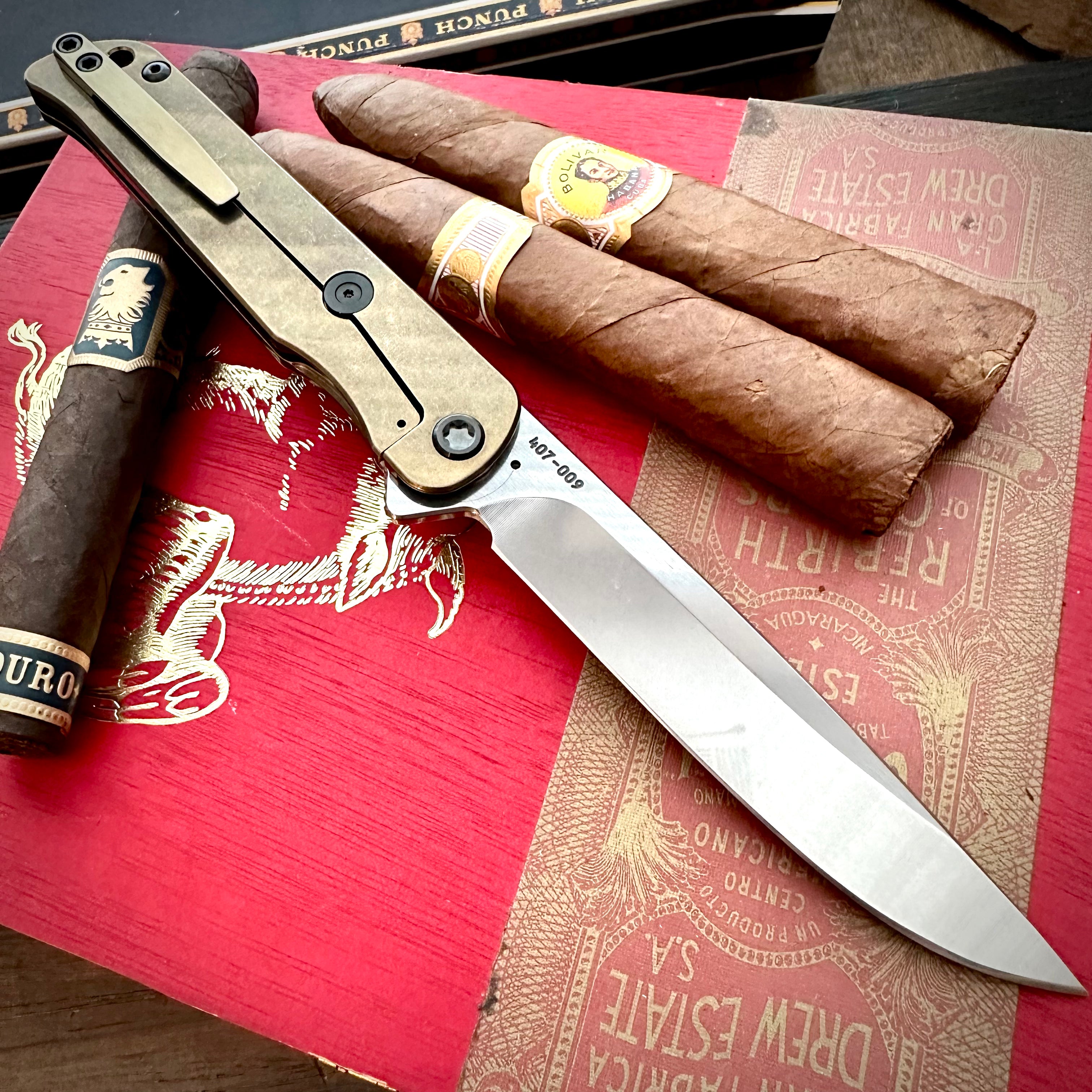 Medford Knife and Tool T-Bone Folding Knife - Tumbled S45vn Drop Point, Bronze Safari