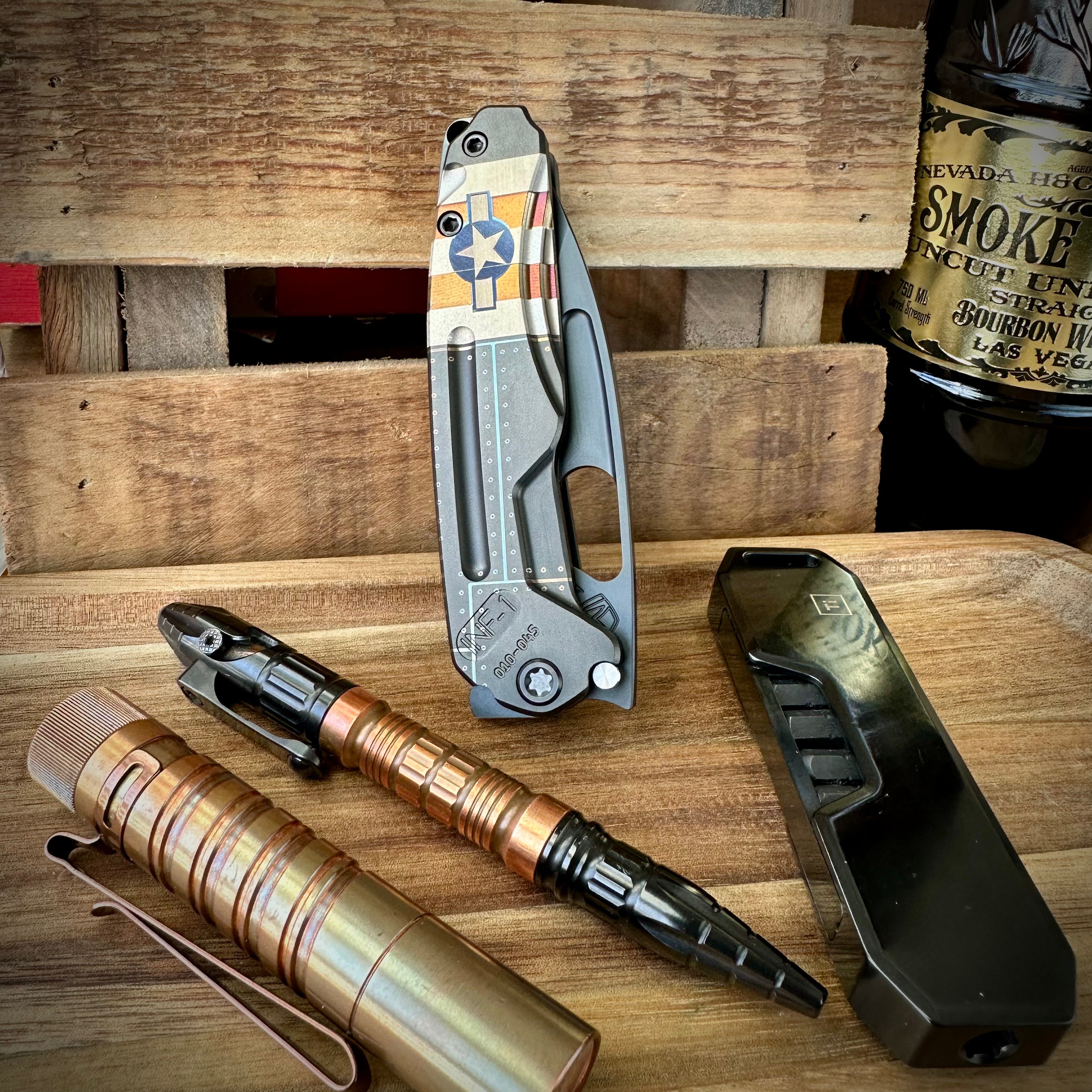 Medford Knives Infraction DLC S45vn Drop Point w/ Stars and Bars Laser Etch