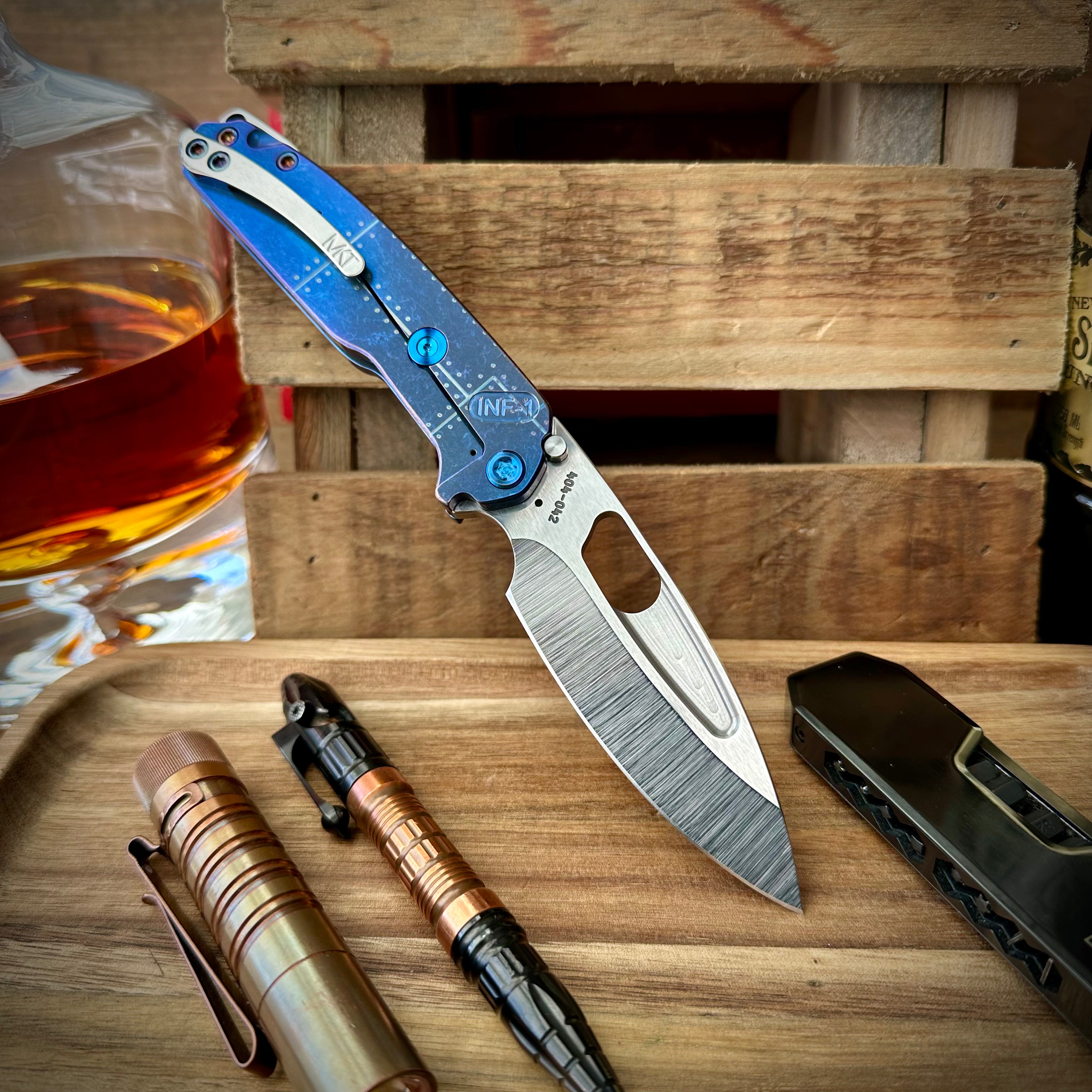 Medford Knives Infraction Tumbled S45vn Drop Point w/ Tumbled Blue Stars and Bars