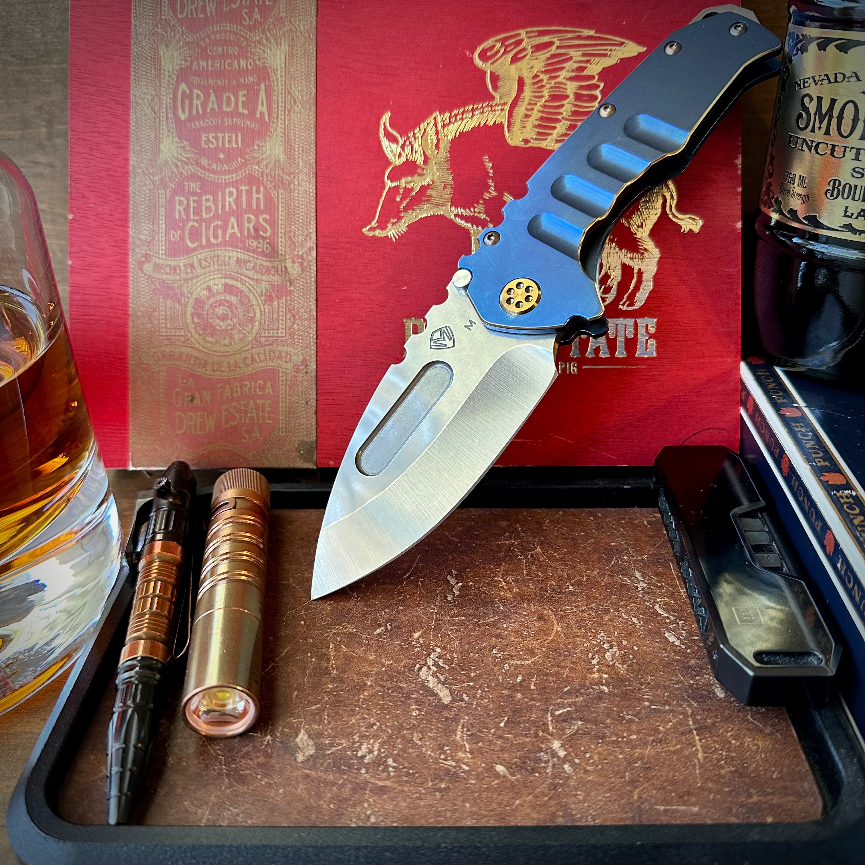 Medford Knives Praetorian T Magnacut Drop Point Blue and Bronze