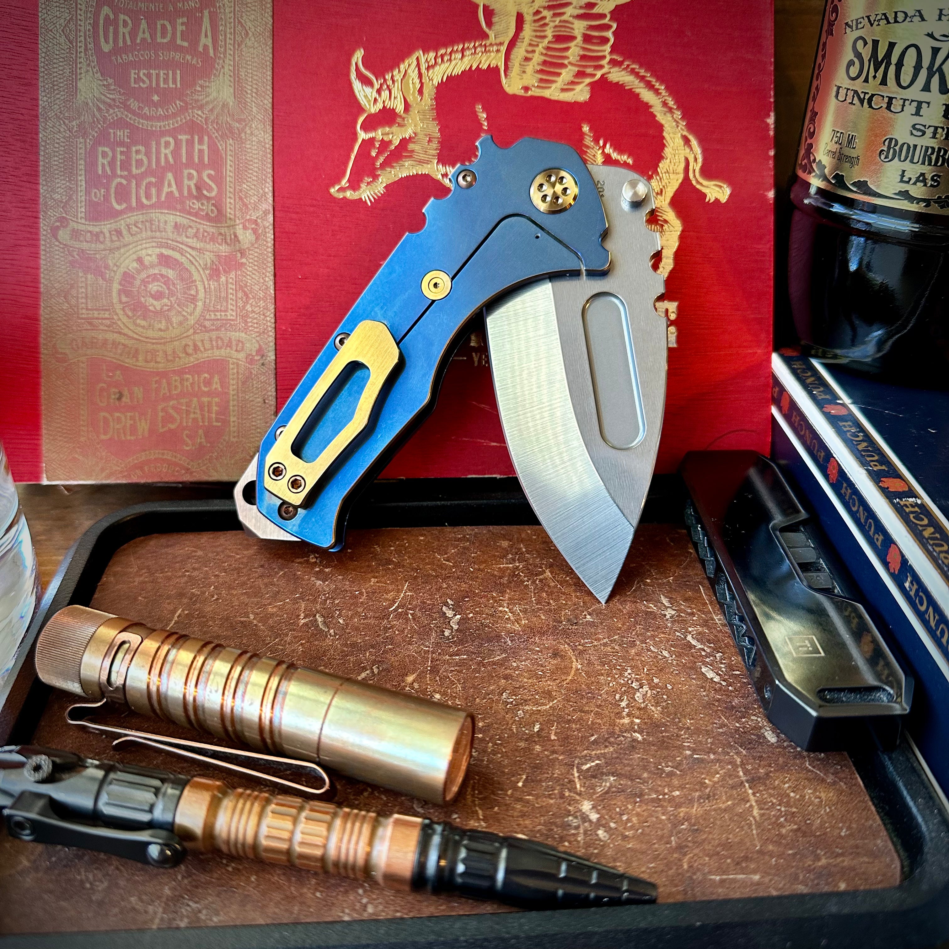 Medford Knives Praetorian T Magnacut Drop Point Blue and Bronze