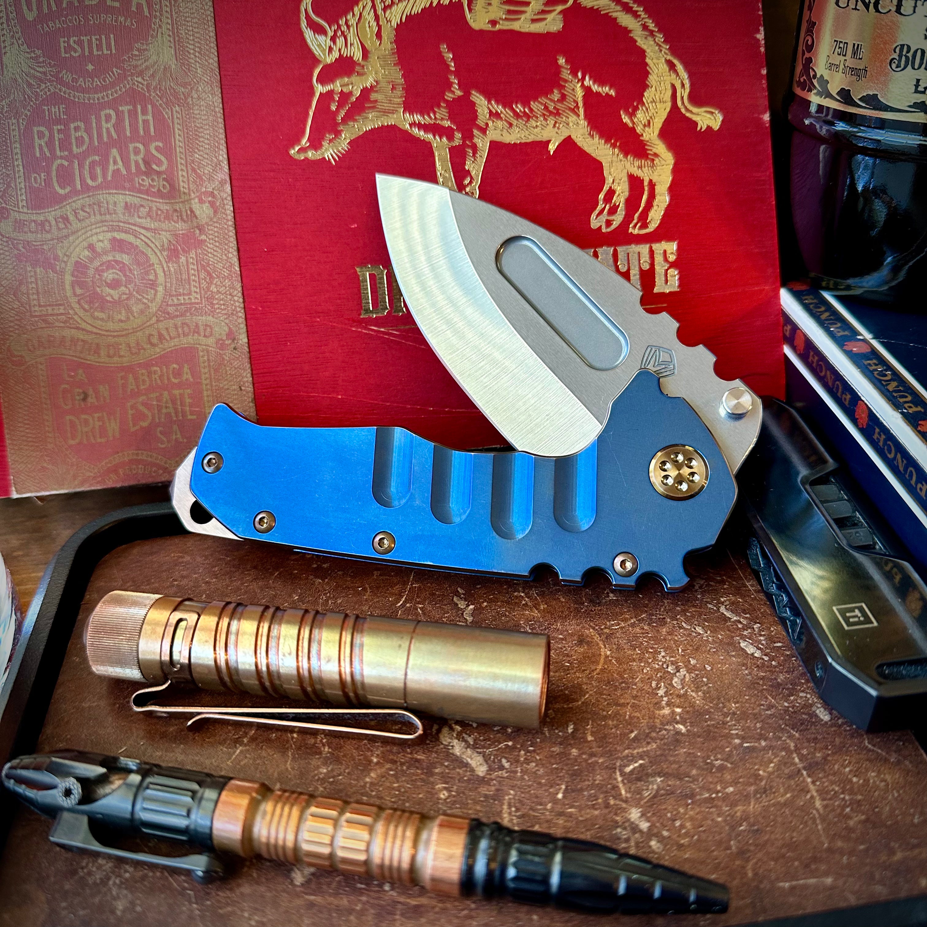 Medford Knives Praetorian T Magnacut Drop Point Blue and Bronze