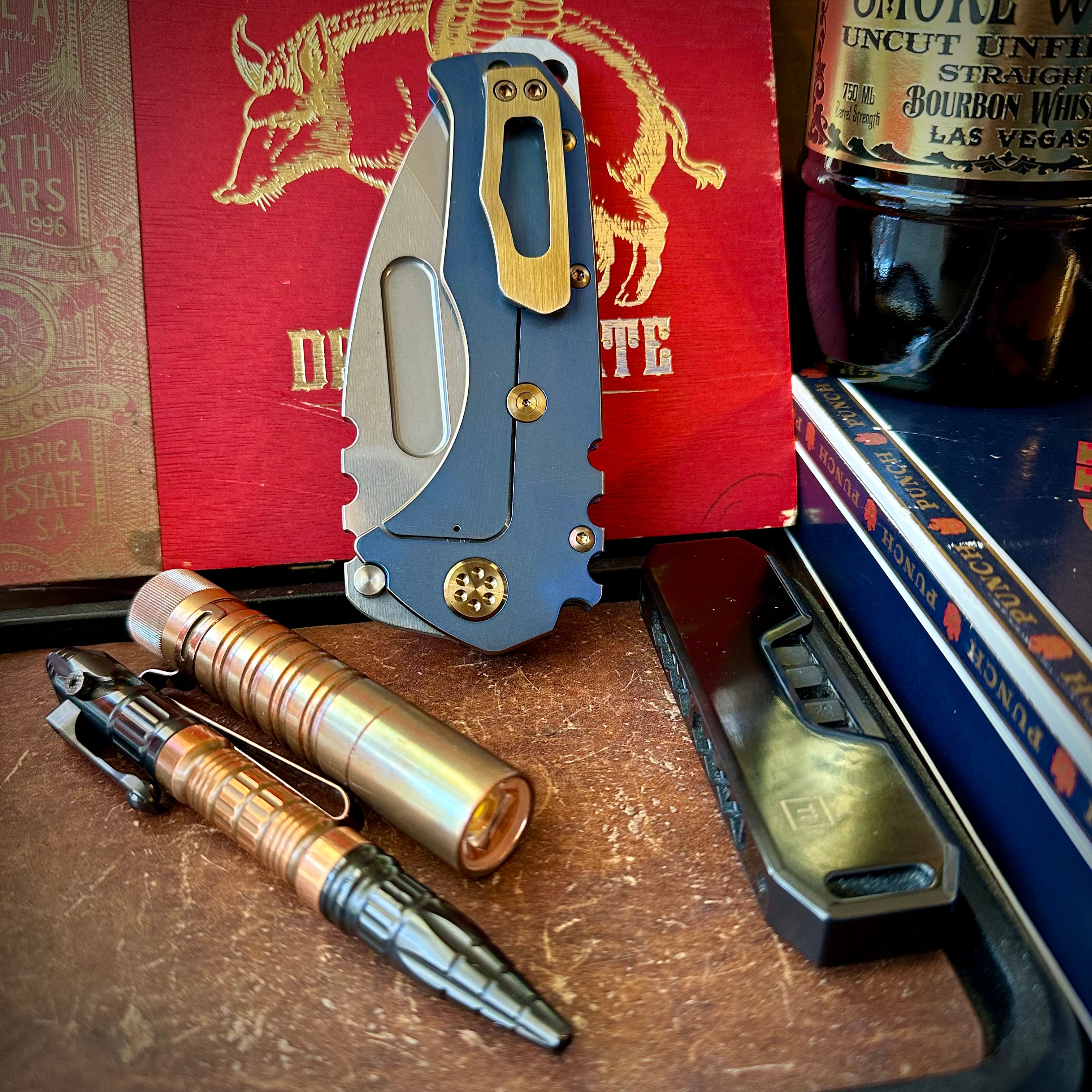 Medford Knives Praetorian T Magnacut Drop Point Blue and Bronze