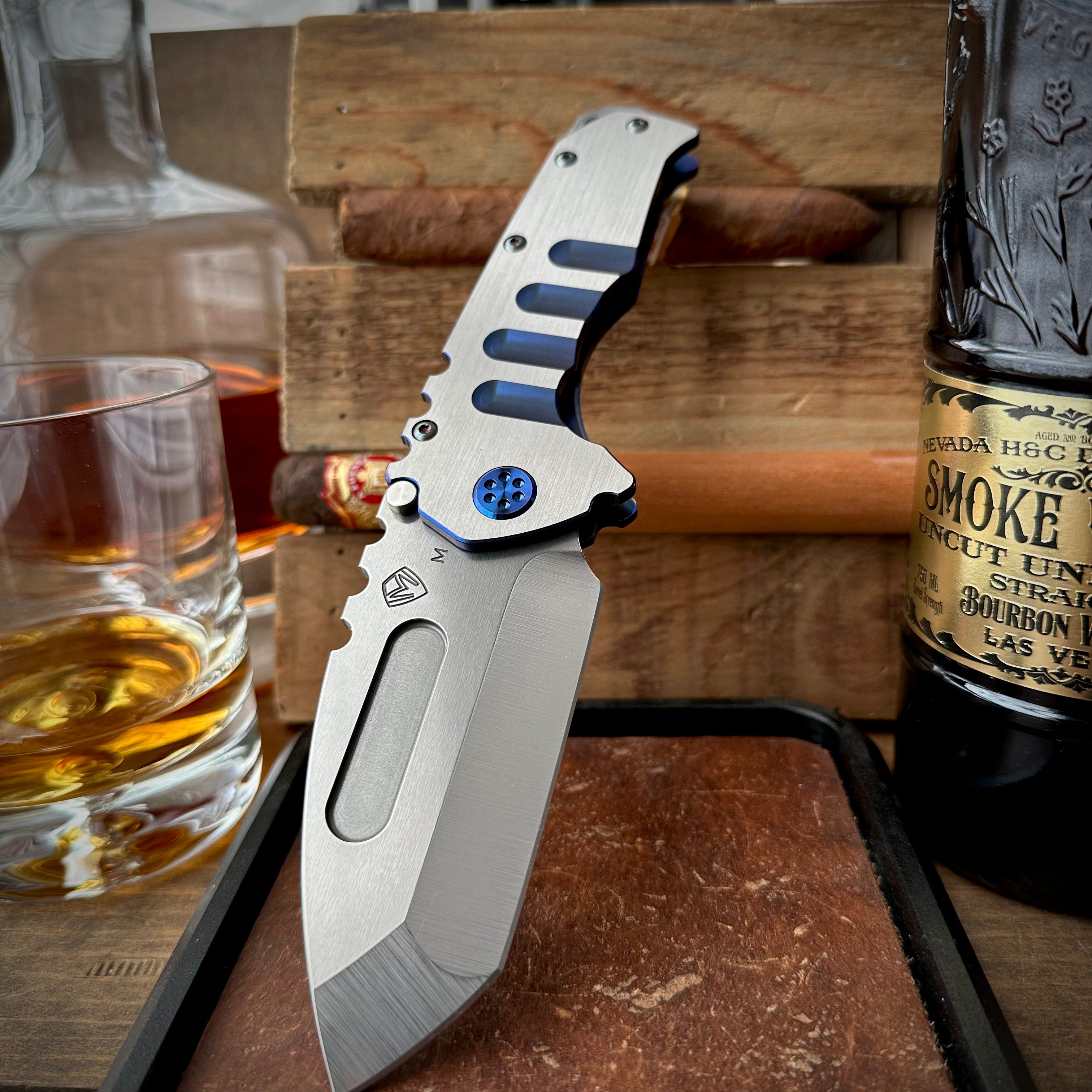 Medford Knives Praetorian T Magnacut Satin Tanto w/ Blue Hardware
