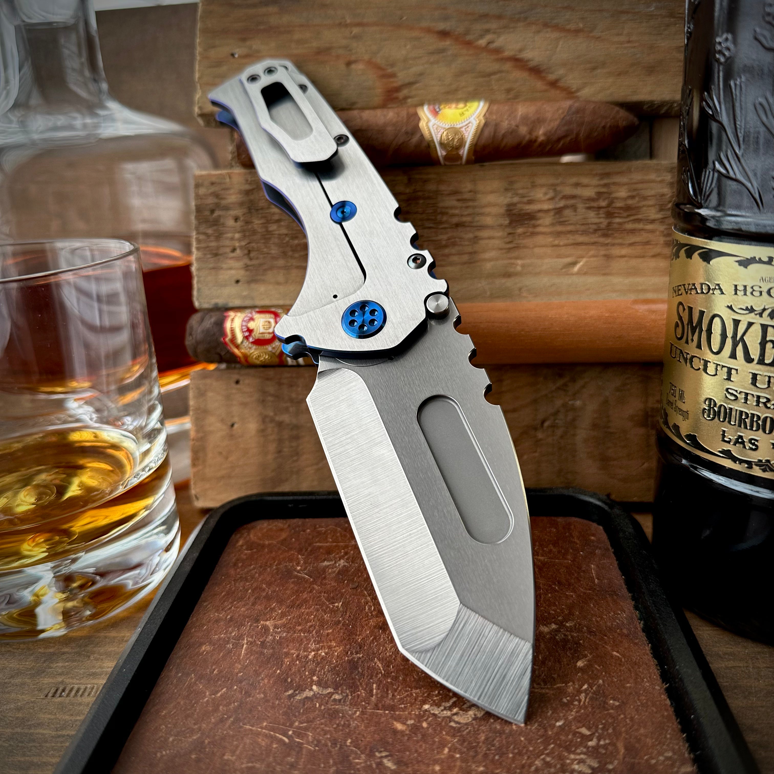 Medford Knives Praetorian T Magnacut Satin Tanto w/ Blue Hardware