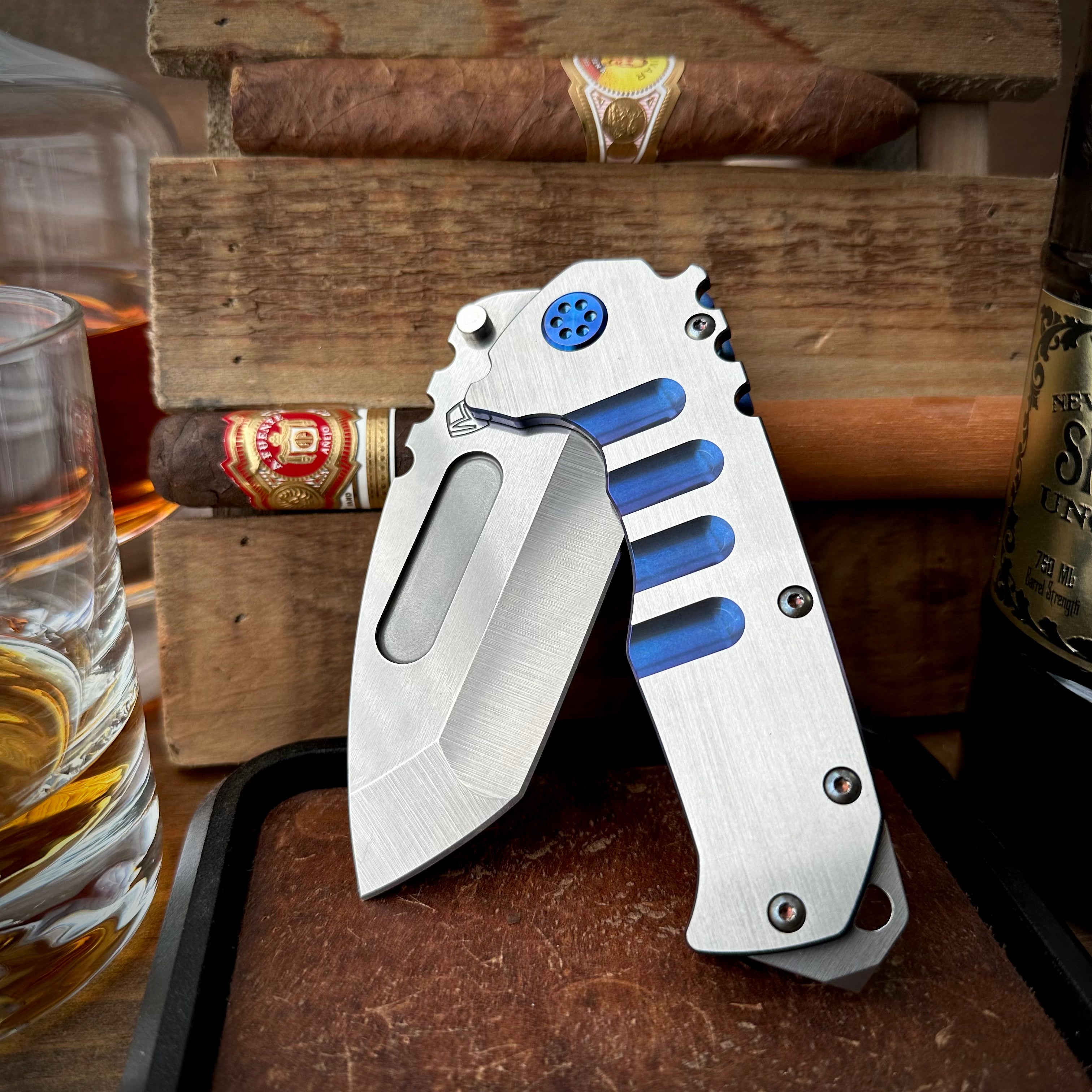 Medford Knives Praetorian T Magnacut Satin Tanto w/ Blue Hardware