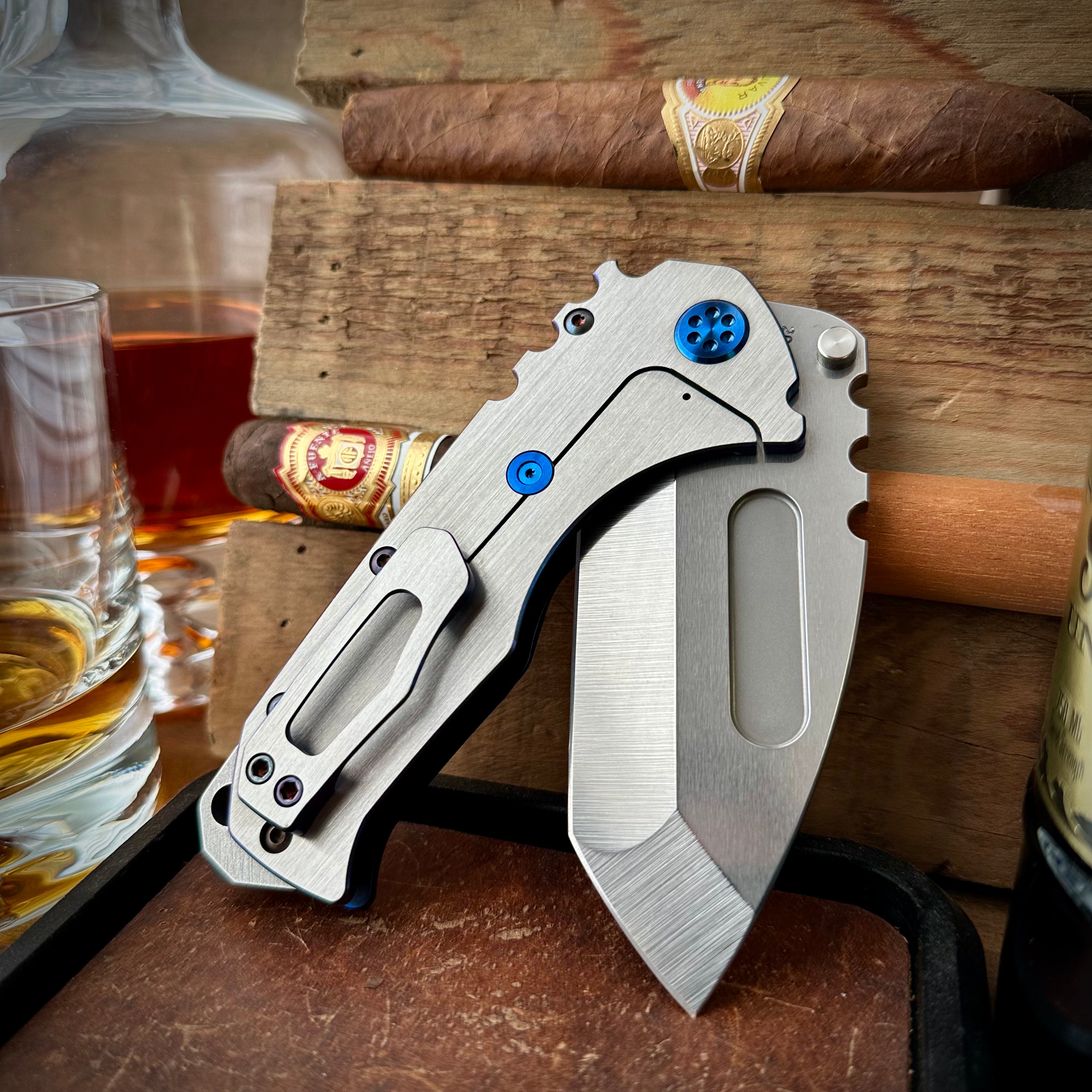 Medford Knives Praetorian T Magnacut Satin Tanto w/ Blue Hardware