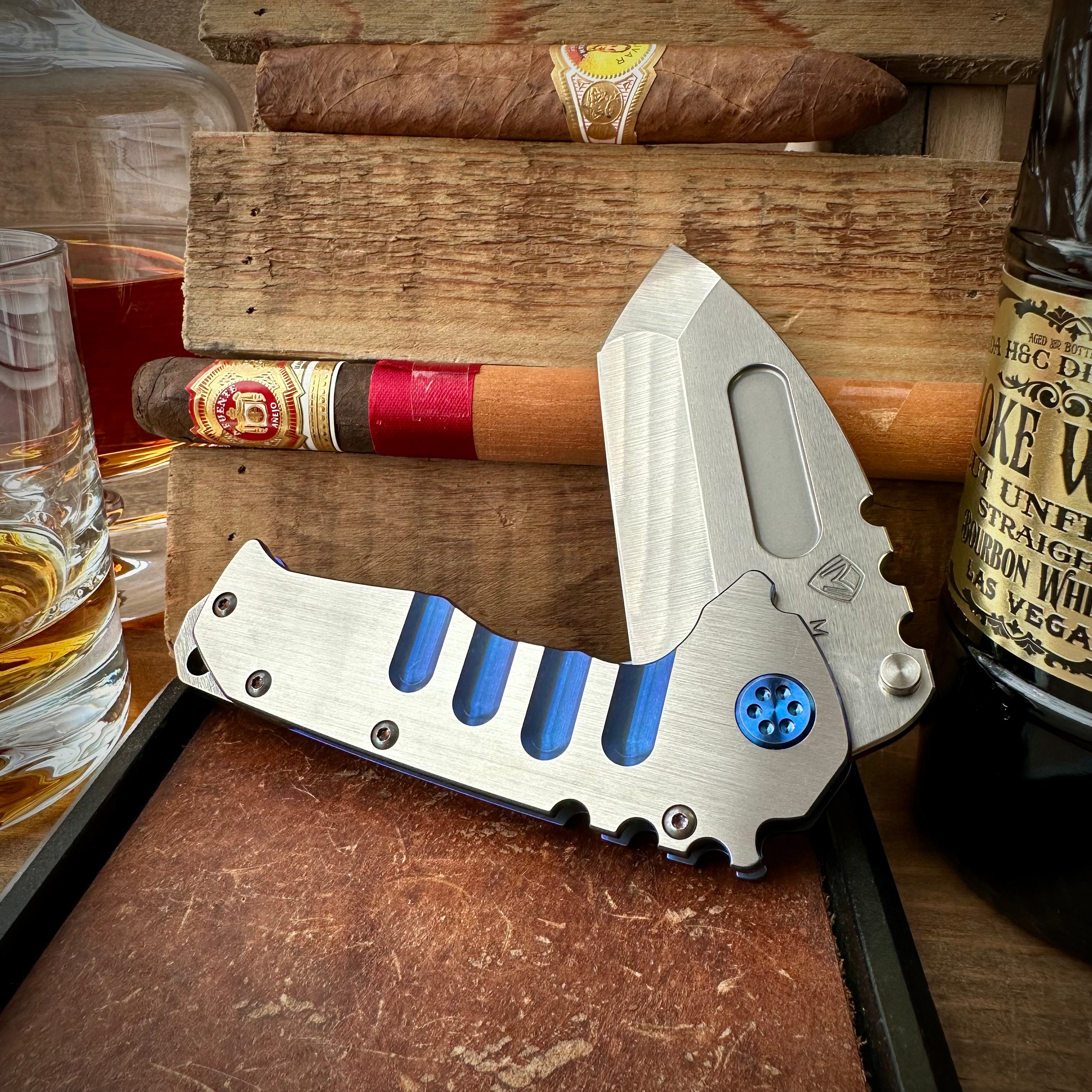 Medford Knives Praetorian T Magnacut Satin Tanto w/ Blue Hardware