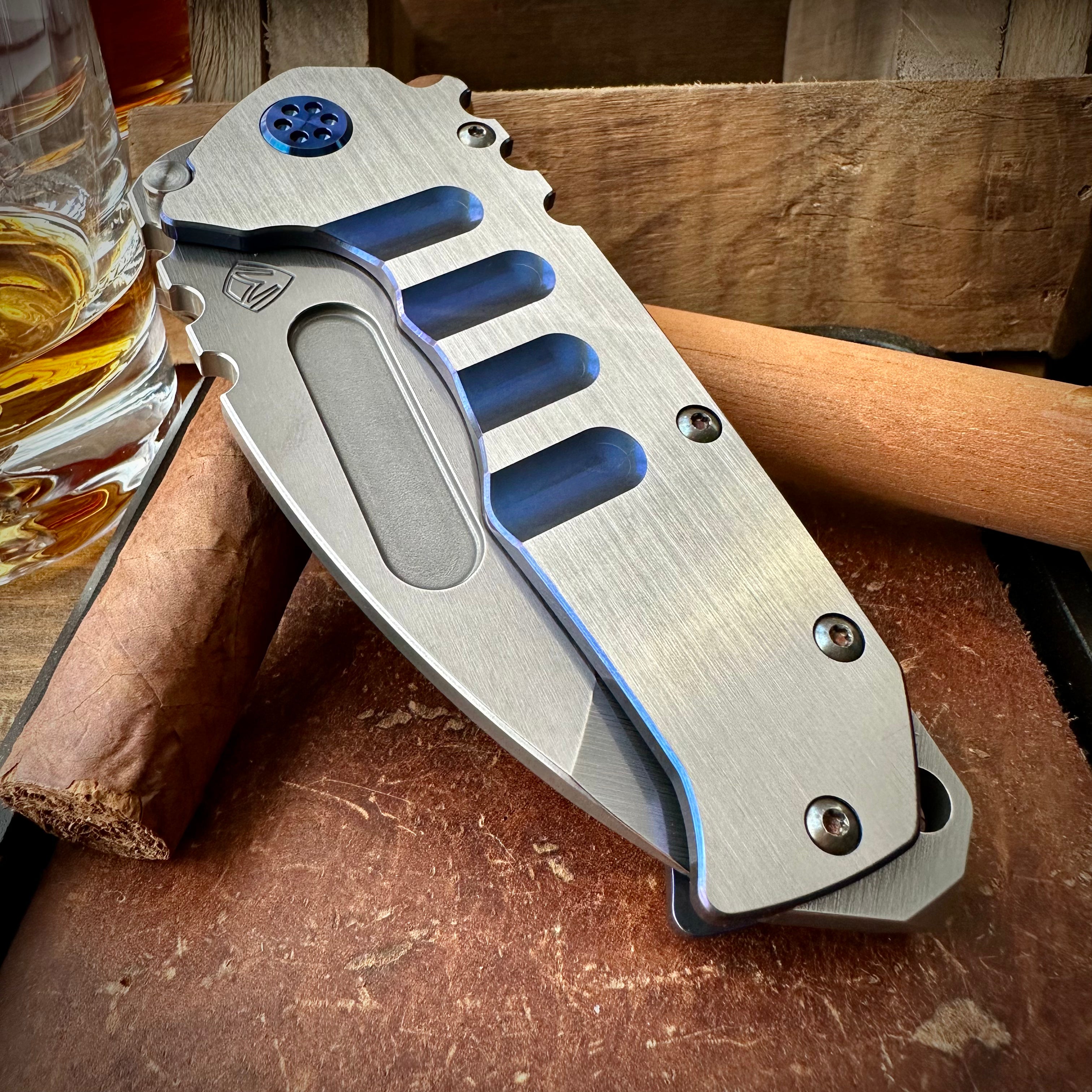 Medford Knives Praetorian T Magnacut Satin Tanto w/ Blue Hardware