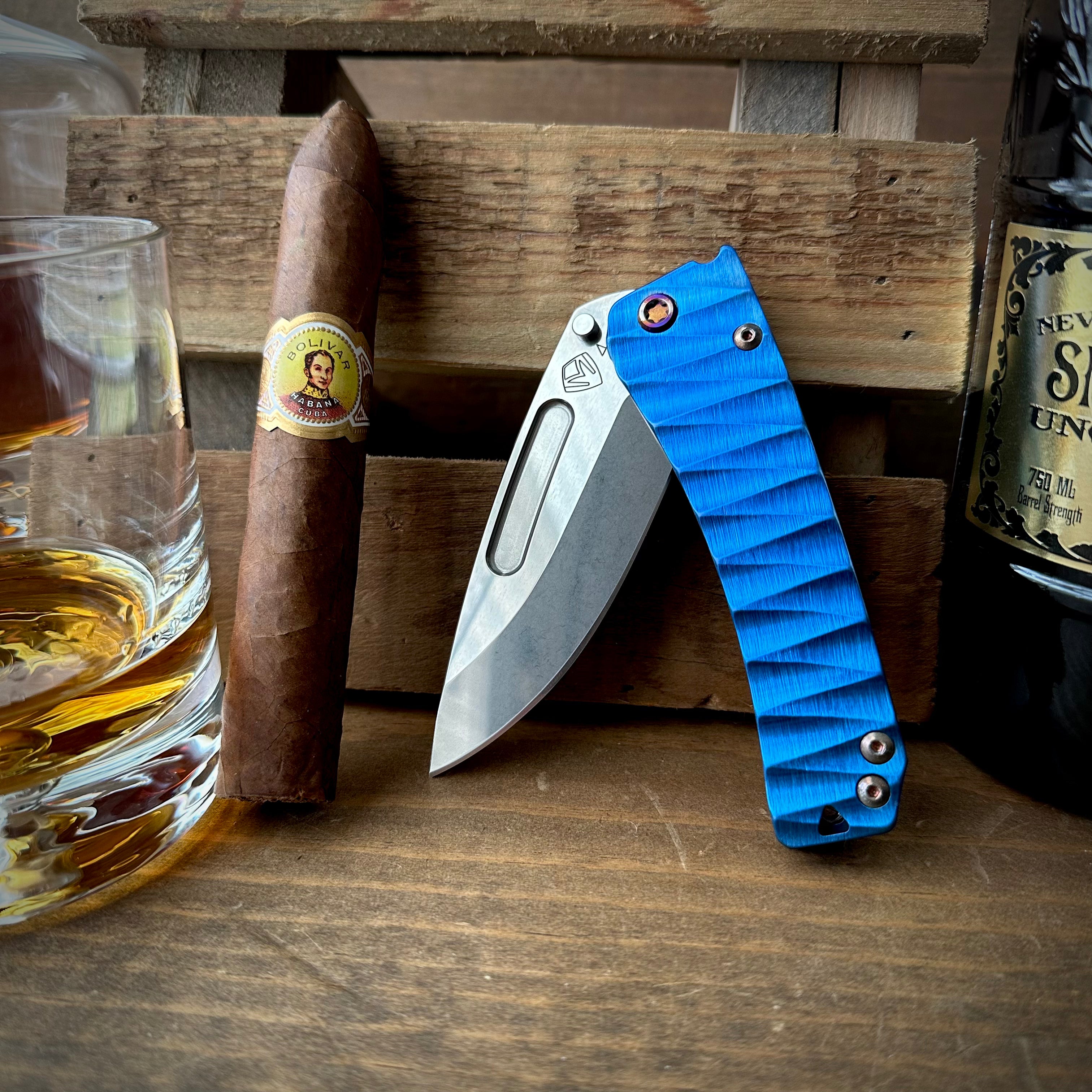 Medford Knives Slim Midi Marauder - S45vn Drop Point w/ Blue Ano Lightening
