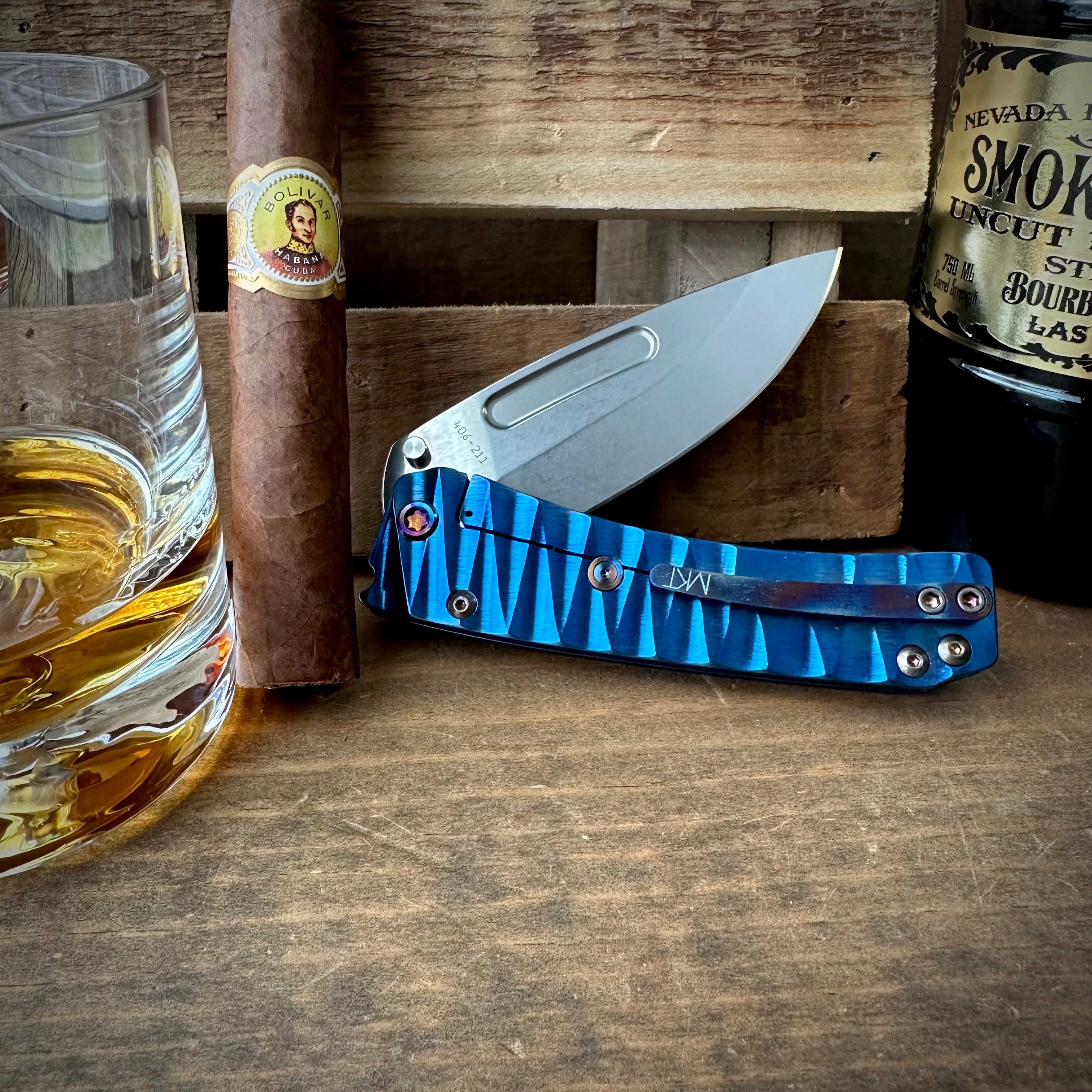 Medford Knives Slim Midi Marauder - S45vn Drop Point w/ Blue Ano Lightening