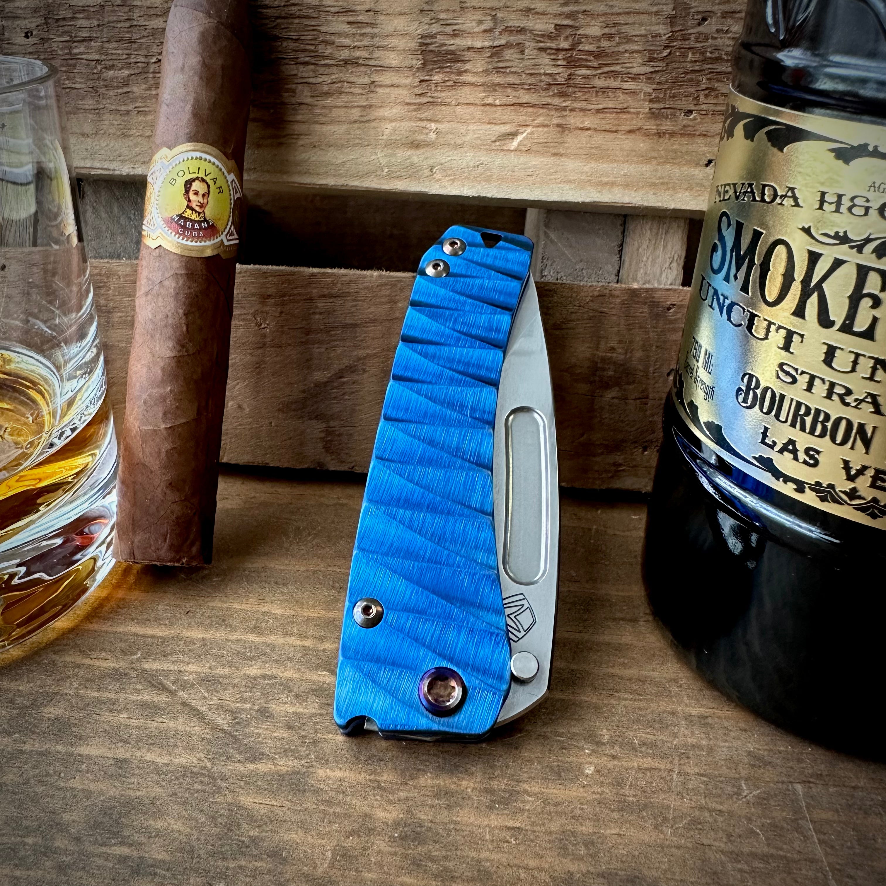 Medford Knives Slim Midi Marauder - S45vn Drop Point w/ Blue Ano Lightening