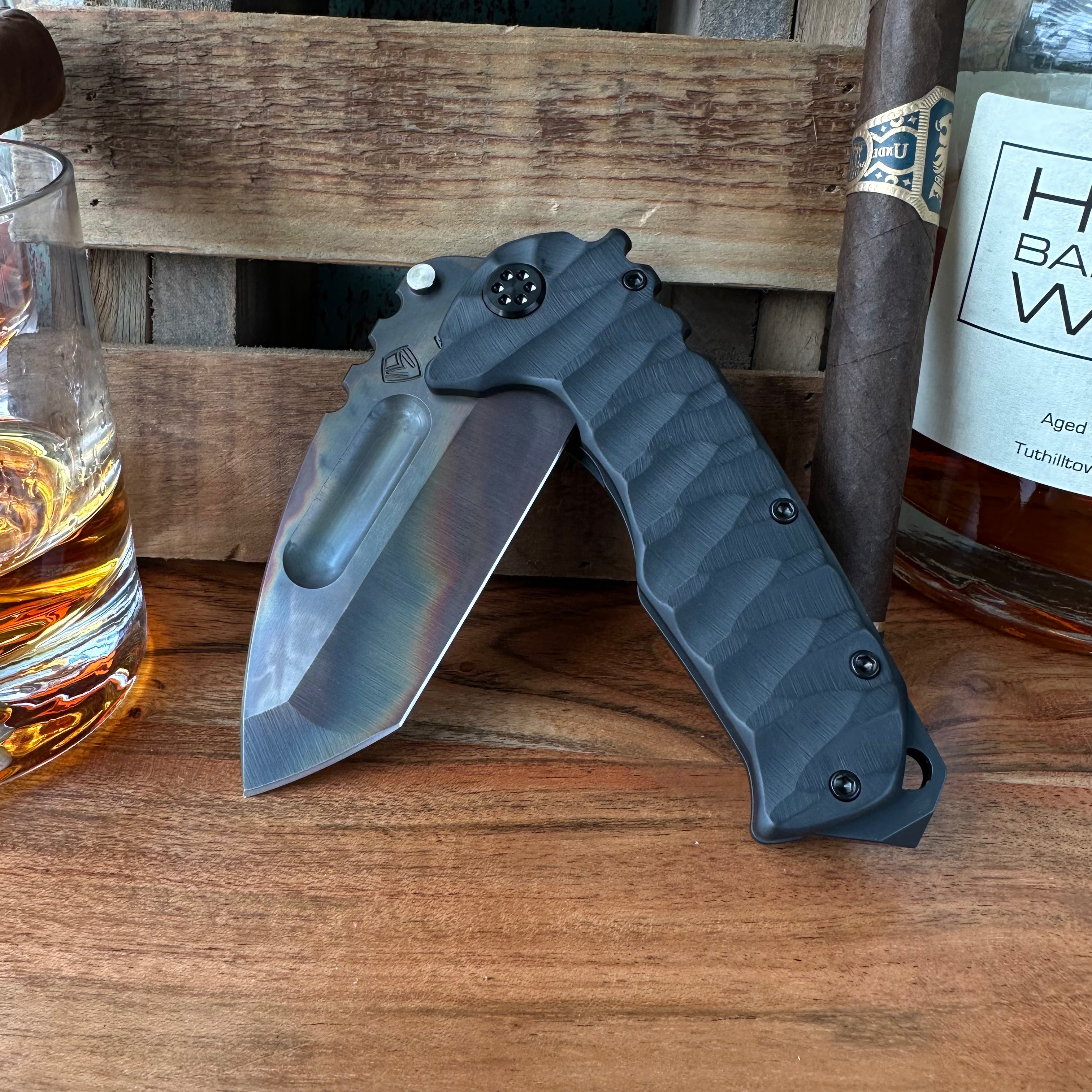 Final Edition Medford Knife and Tool Praetorian Ti - Vulcan S45vn Tanto, Contoured DLC Twisted Predator