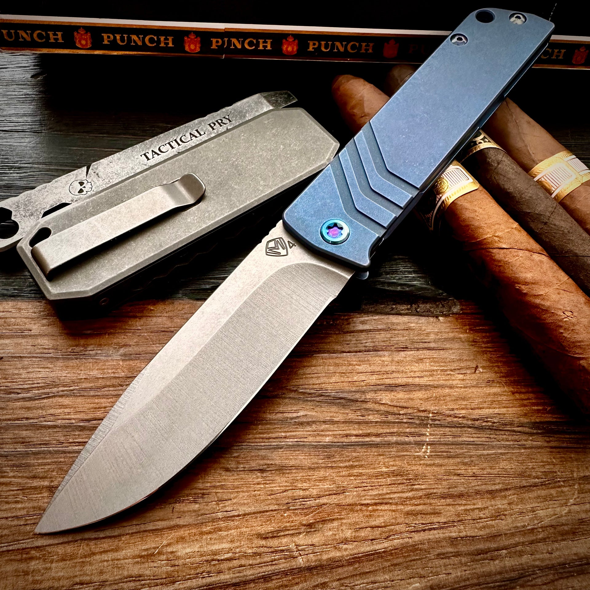 Medford Antik Front Flipper – Old School Tumbled Titanium & S45VN