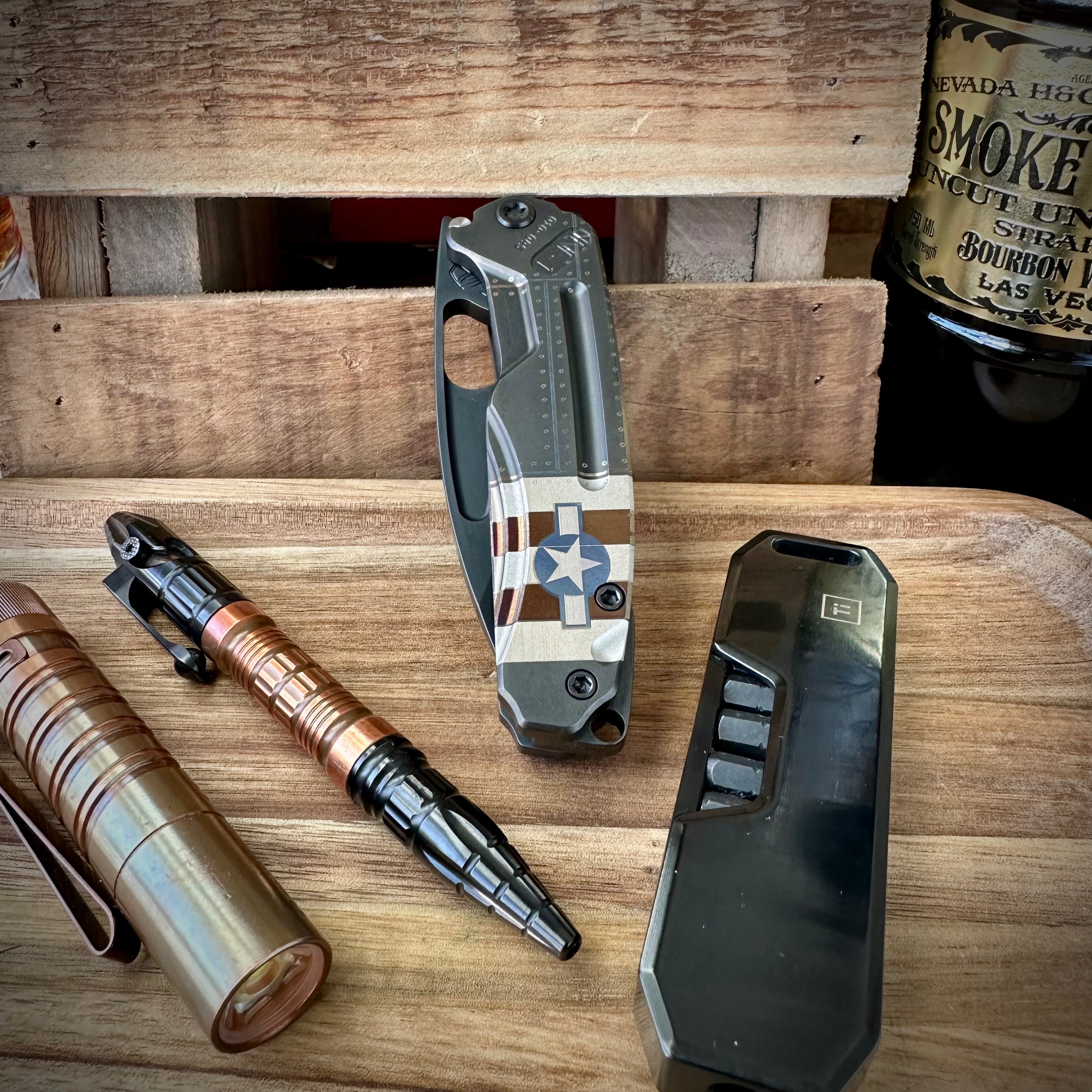 Medford Knives Infraction DLC S45vn Drop Point w/ Stars and Bars Laser Etch