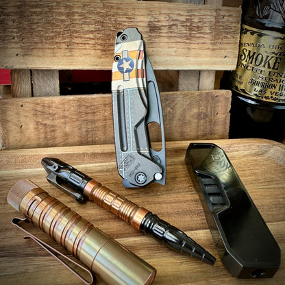 Medford Knives Infraction DLC S45vn Drop Point w/ Stars and Bars Laser Etch