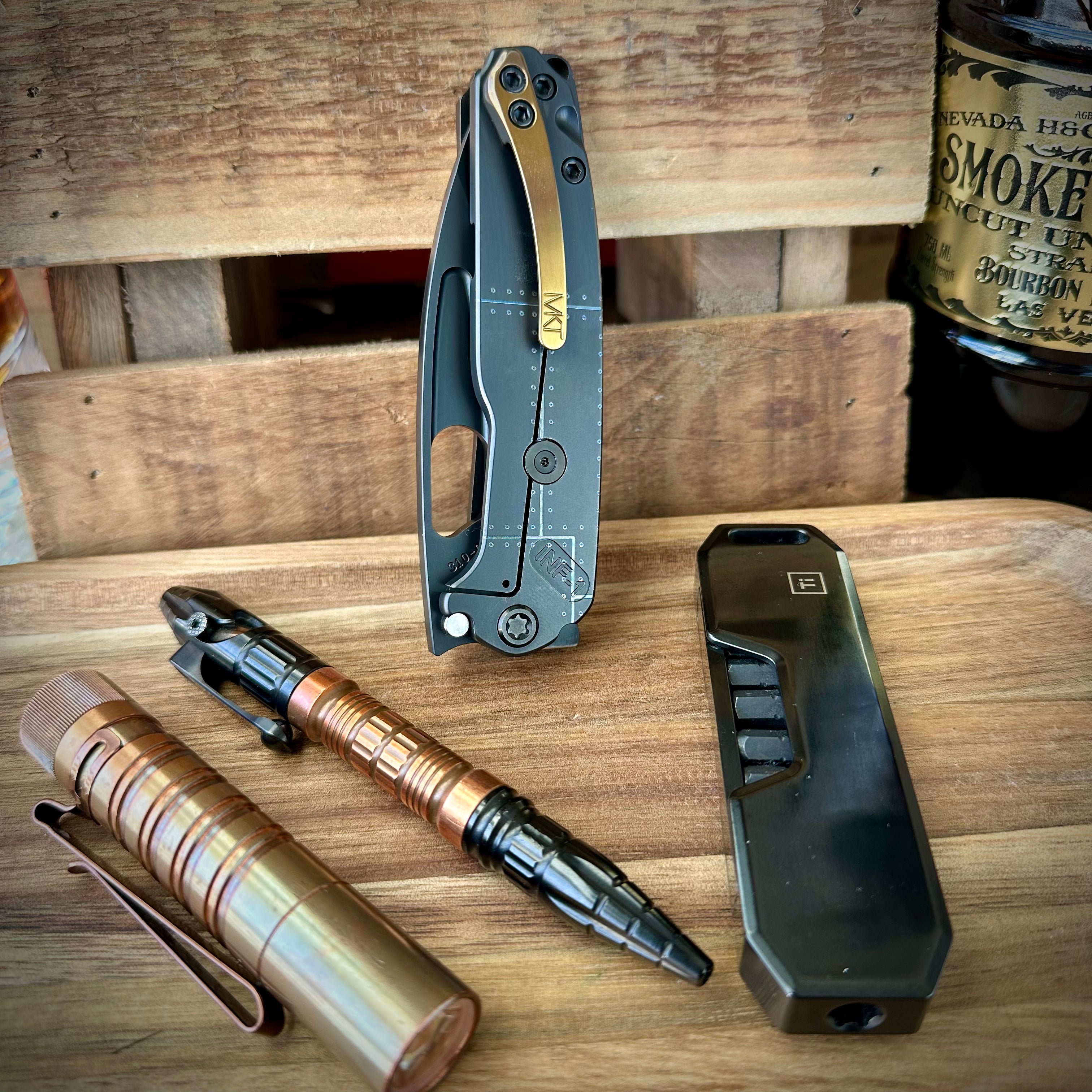 Medford Knives Infraction DLC S45vn Drop Point w/ Stars and Bars Laser Etch