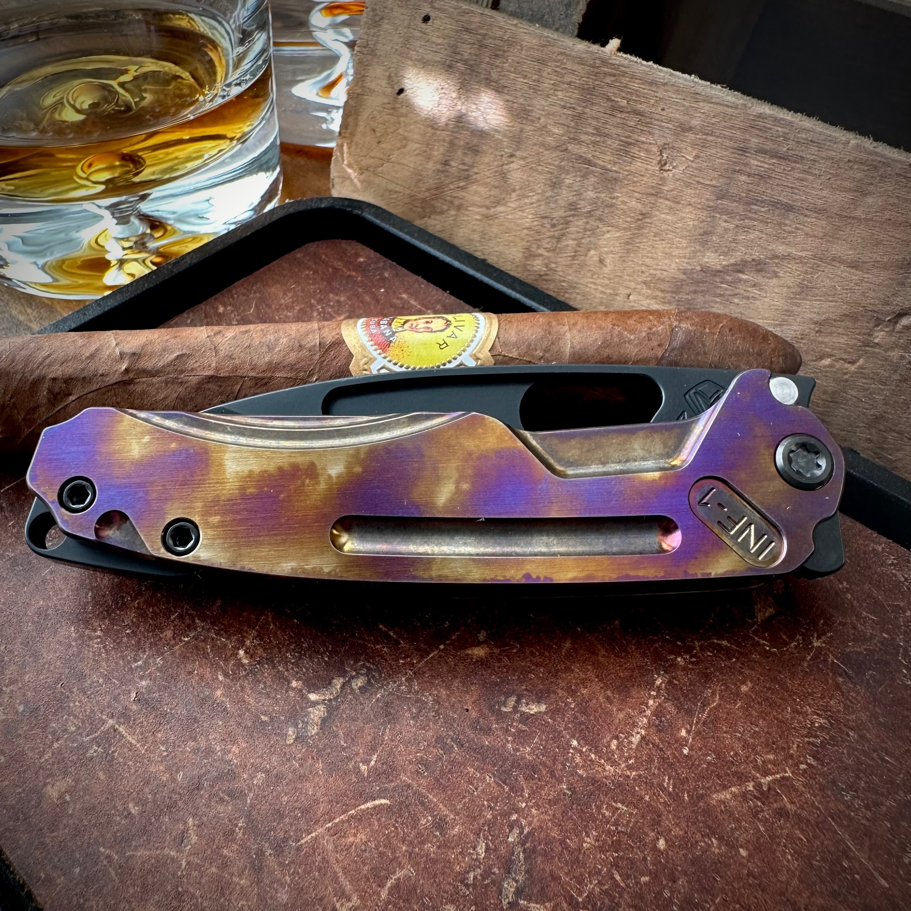 Medford Knives Infraction DLC S45vn Drop Point with Violet/Bronze Sponge Anodizing
