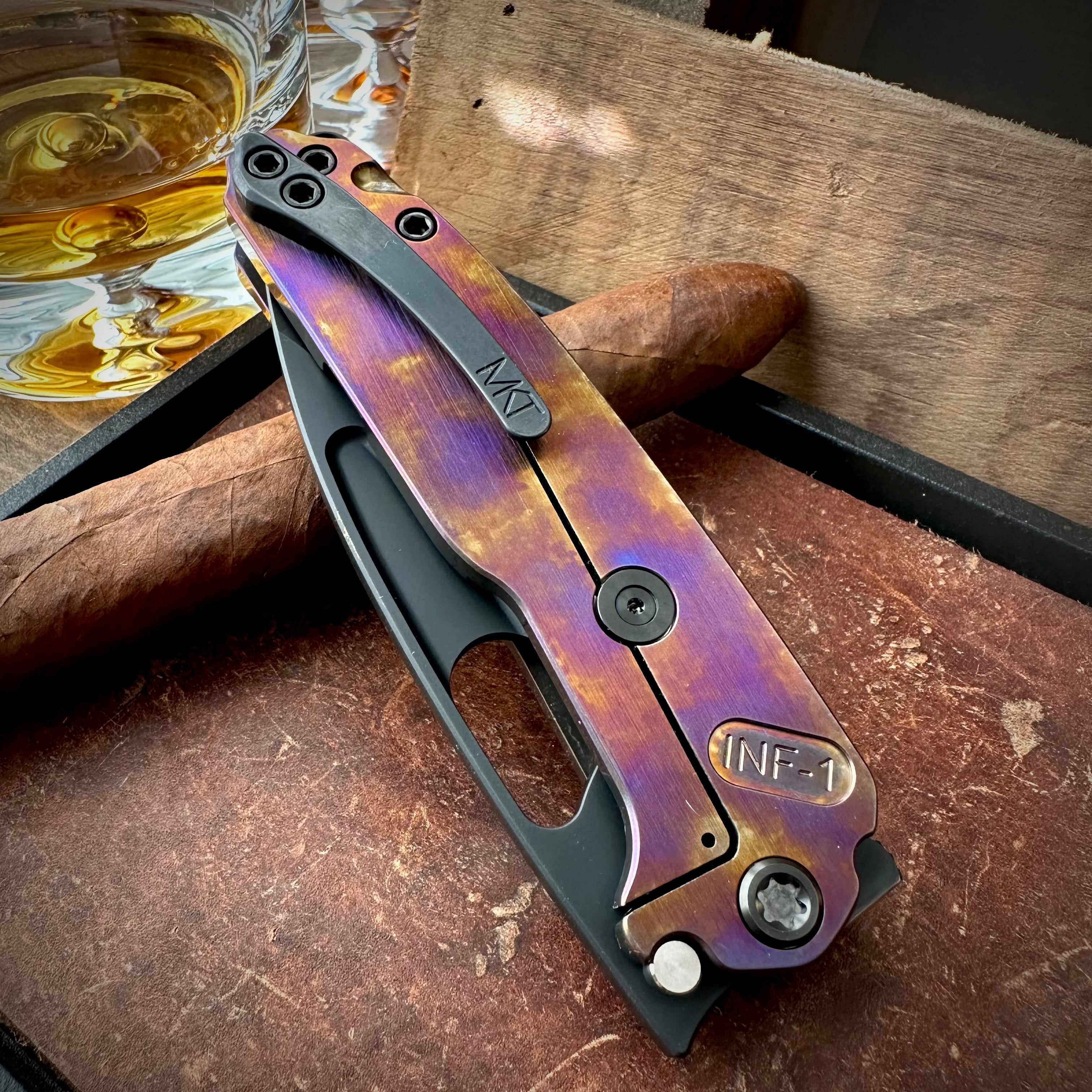 Medford Knives Infraction DLC S45vn Drop Point with Violet/Bronze Sponge Anodizing