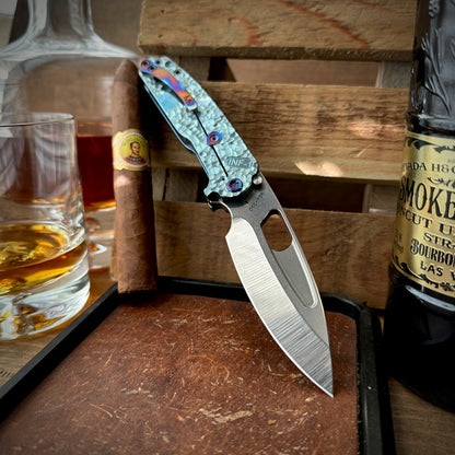 Medford Knives Infraction Tumbled S45vn Blade Hammered Teal Blue Titanium Handles
