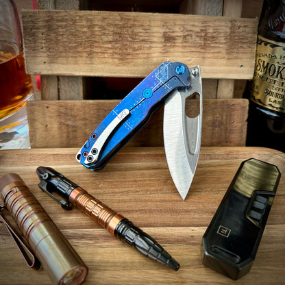 Medford Knives Infraction Tumbled S45vn Drop Point w/ Tumbled Blue Stars and Bars