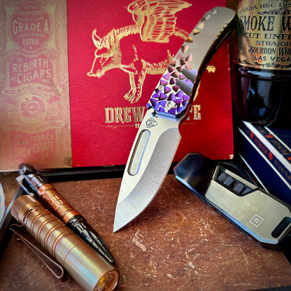 Medford Knives Midi Marauder Blue/Violet Fade "Failing Leaves" Brushed Flats