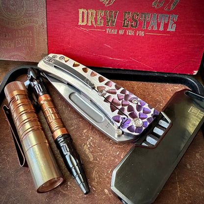 Medford Knives Midi Marauder Blue/Violet Fade "Failing Leaves" Brushed Flats
