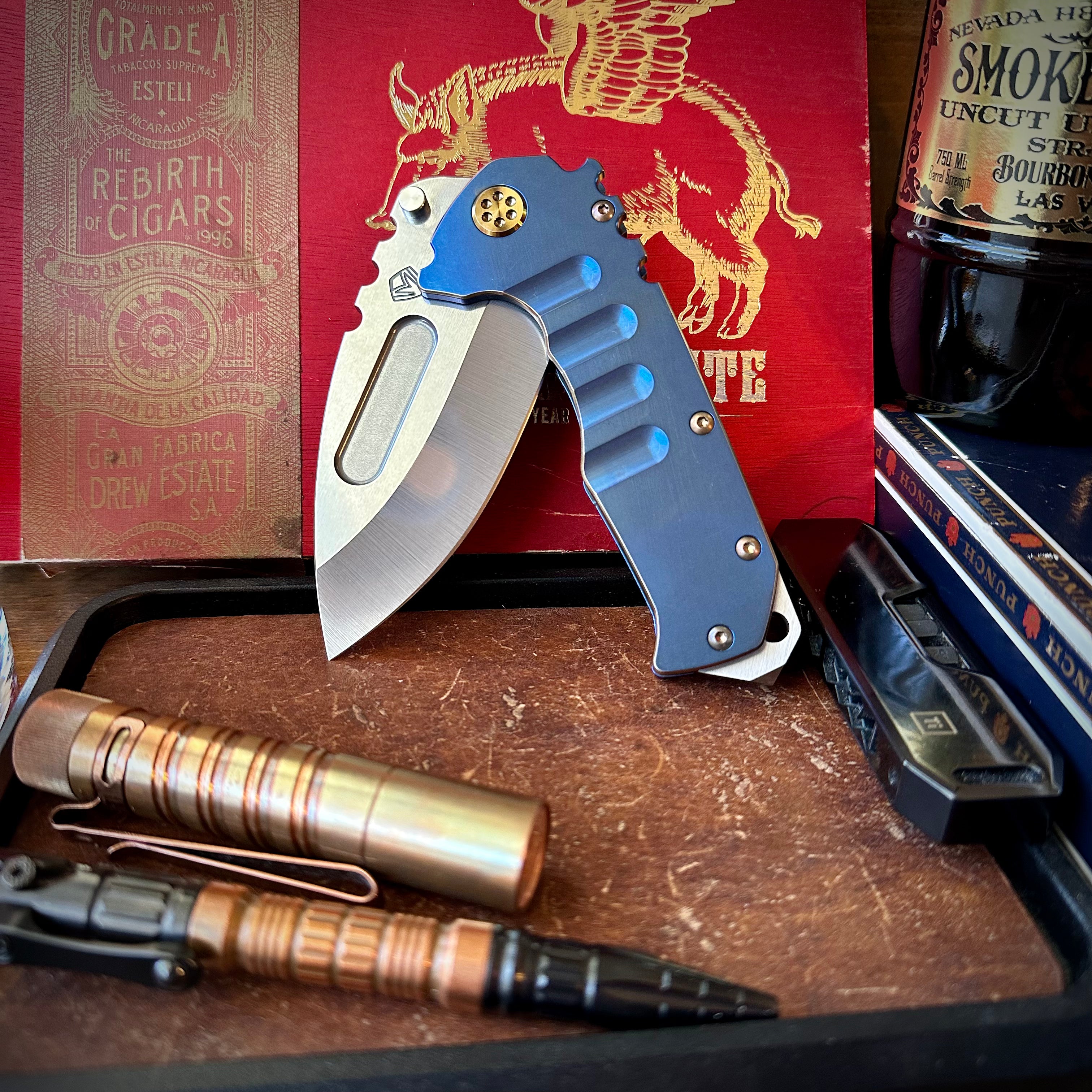 Medford Knives Praetorian T Magnacut Drop Point Blue and Bronze