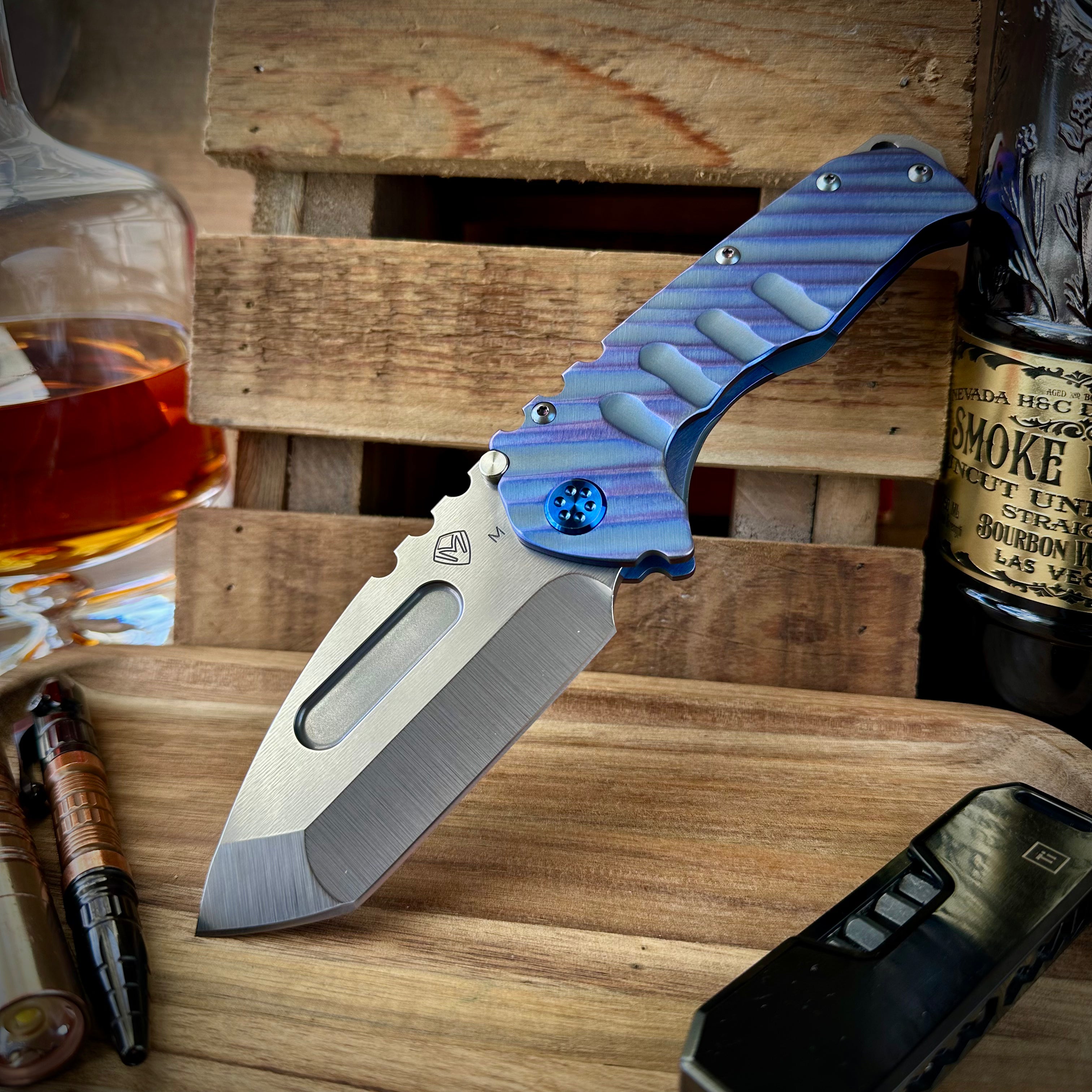 Medford Knives Praetorian T Magnacut Tanto w/ Blue Warp Speed Sculpting