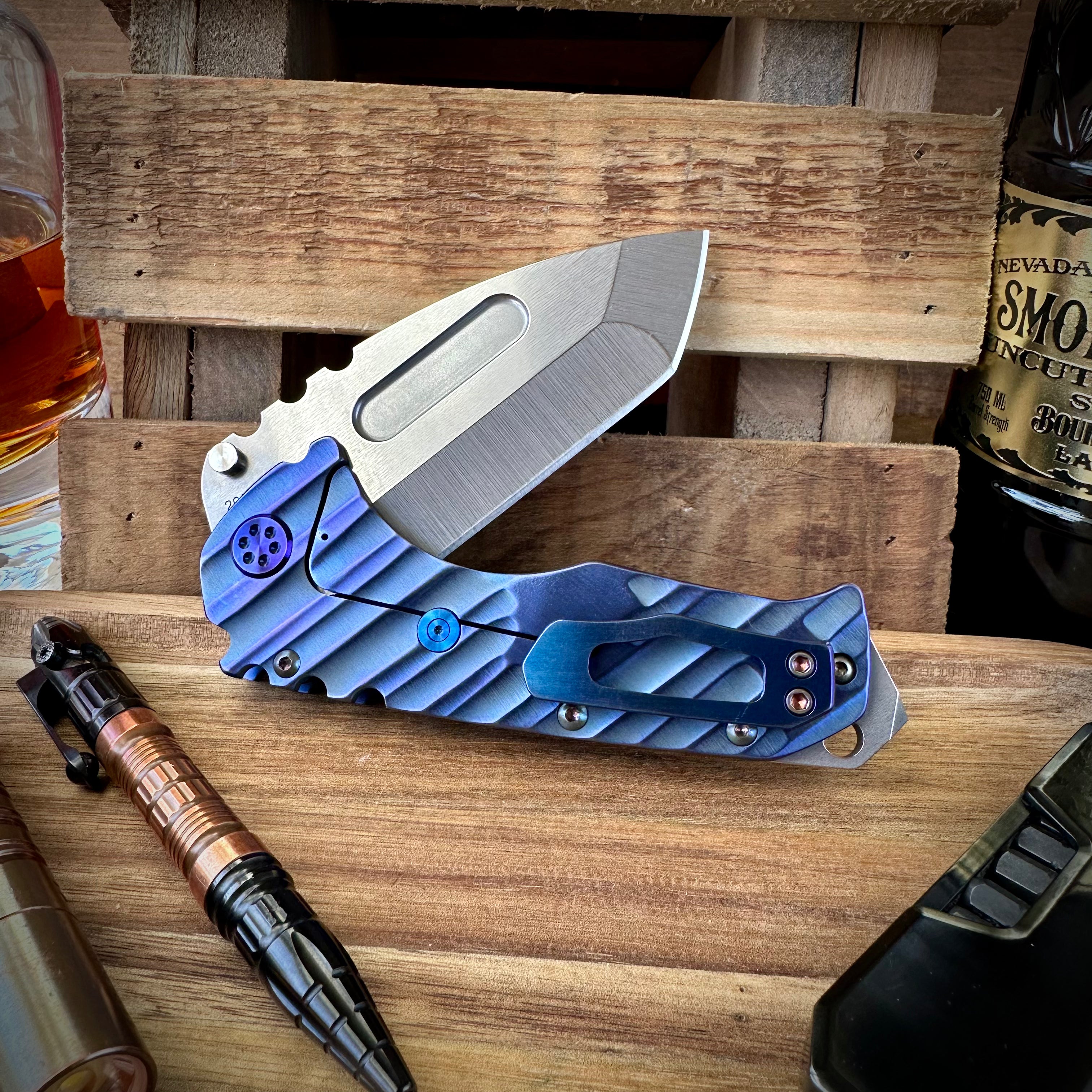 Medford Knives Praetorian T Magnacut Tanto w/ Blue Warp Speed Sculpting