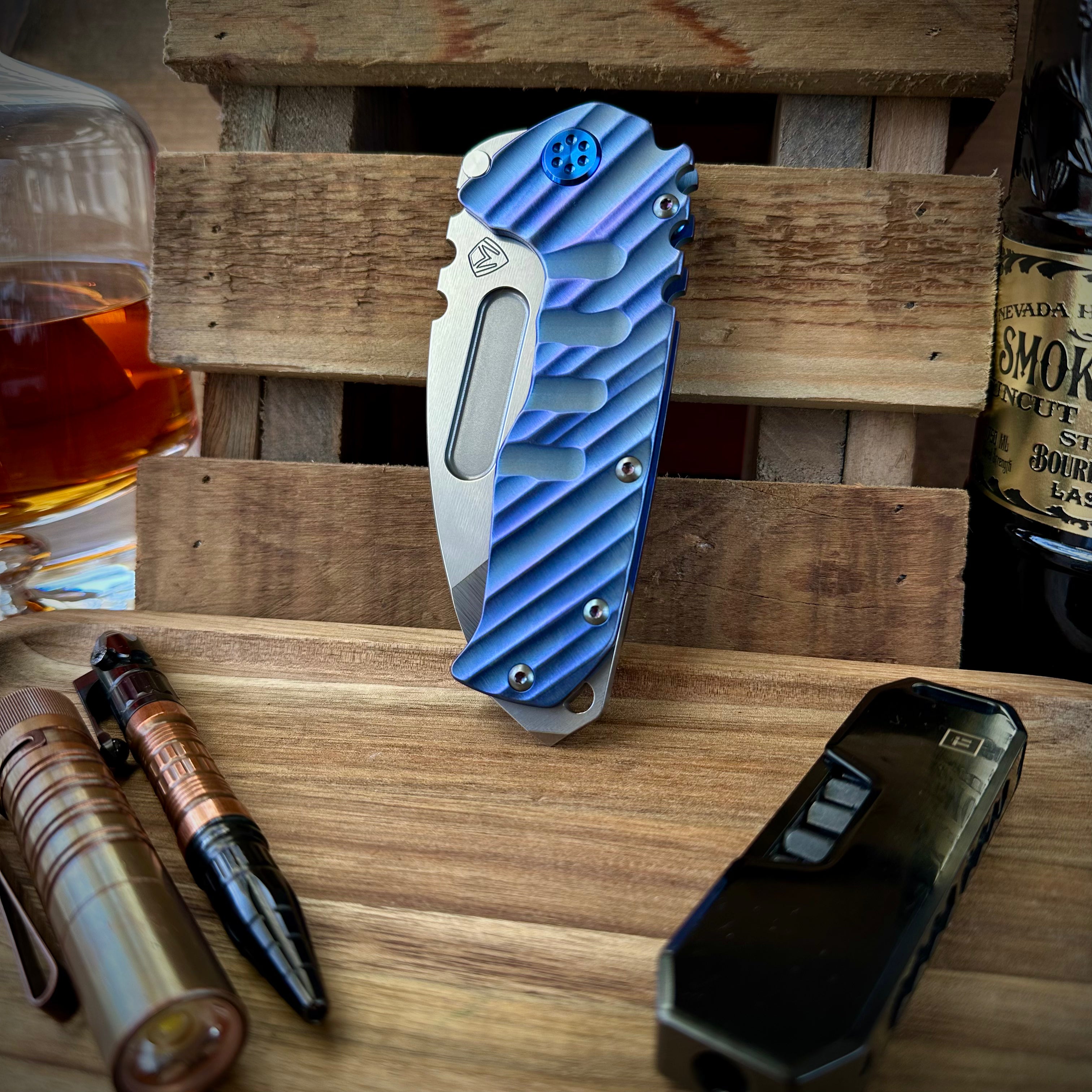 Medford Knives Praetorian T Magnacut Tanto w/ Blue Warp Speed Sculpting