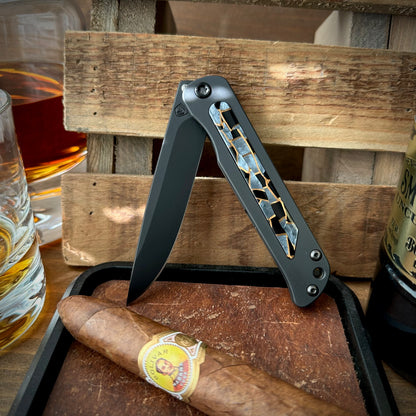 Medford Knives T-Bone DLC S45vn Drop Point Blade, DLC Handles/DLC Mosaic Inlay