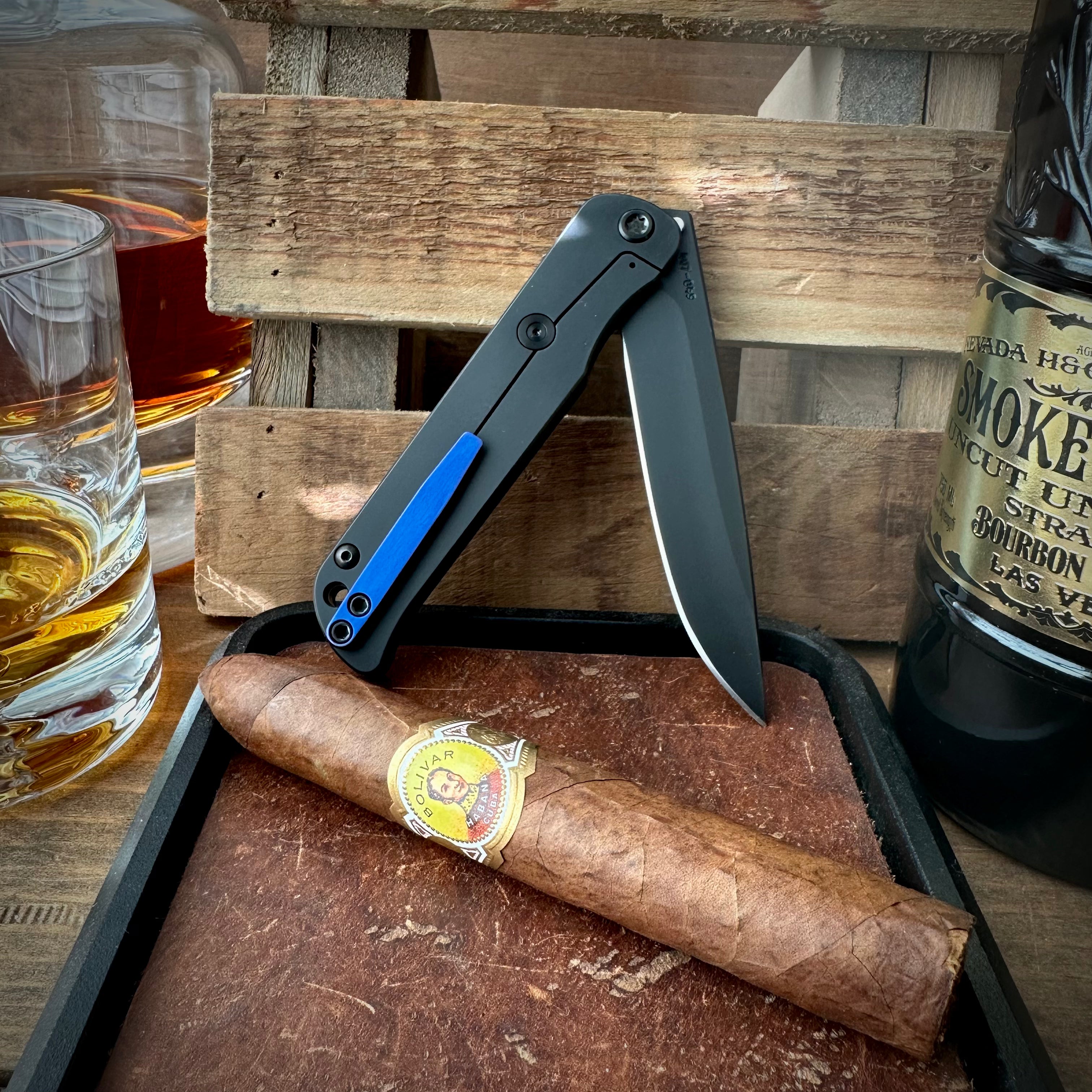Medford Knives T-Bone DLC S45vn Drop Point Blade, DLC Handles/DLC Mosaic Inlay