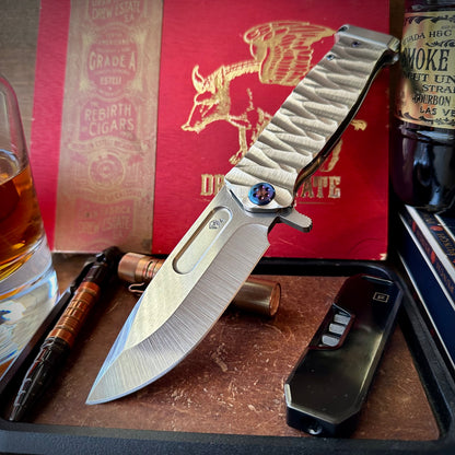 Medford Knives USMC Fighter Flipper S45vn Blade Twisted Predator/Flamed