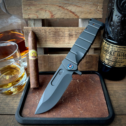 Medford Knives USMC Fighter Flipper S45vn DLC Blackout Flamed